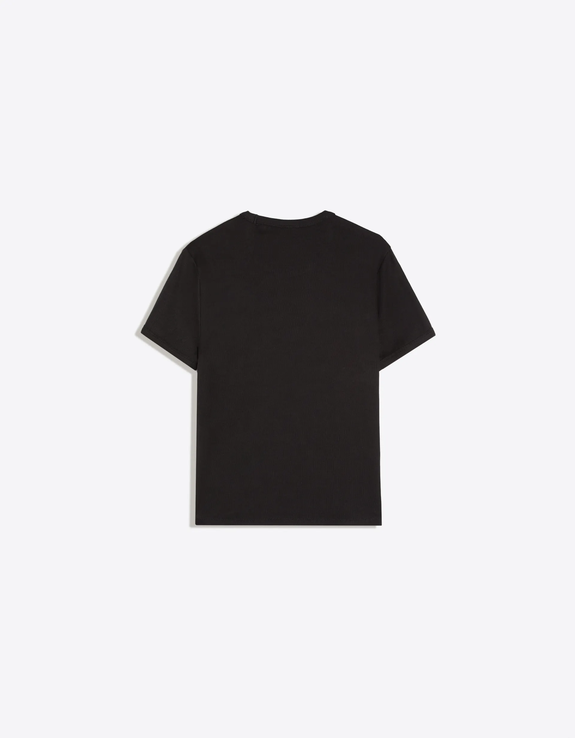 Bershka Slim Fit Ribbed T-Shirt — Noir
