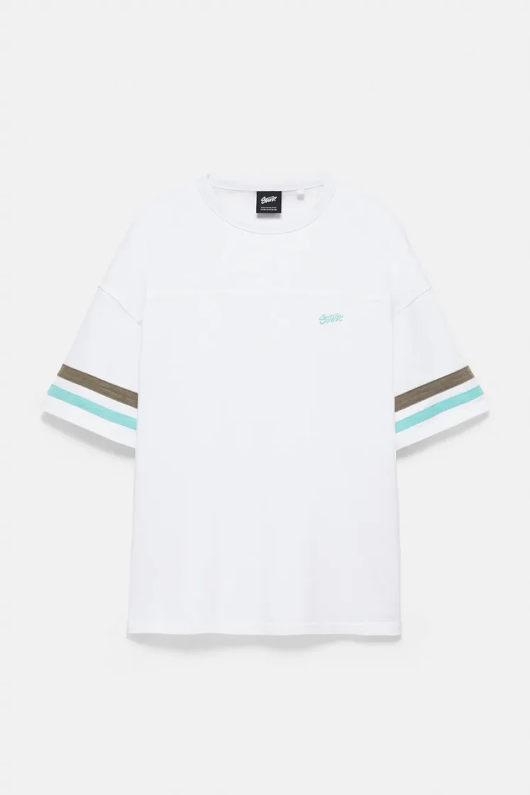 Pull&Bear STWD Striped T-Shirt — Off White