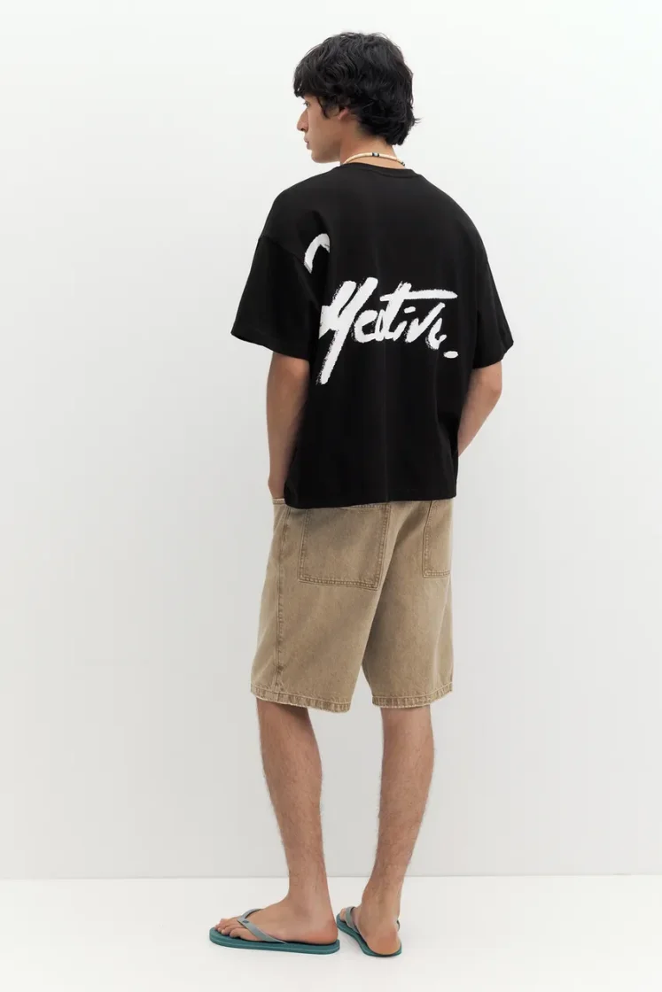 Pull&Bear T-shirt STWD graffiti — Black