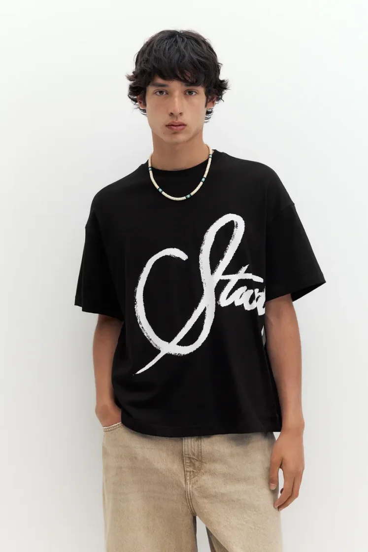 Pull&Bear T-shirt STWD graffiti — Black