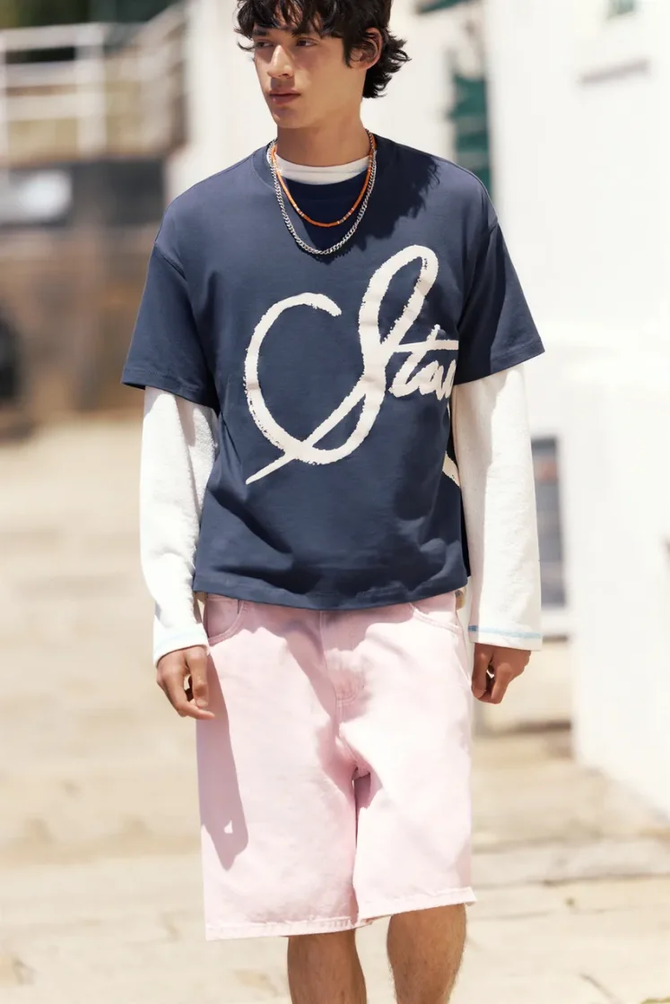 Pull&Bear T-shirt STWD graffiti — Blue