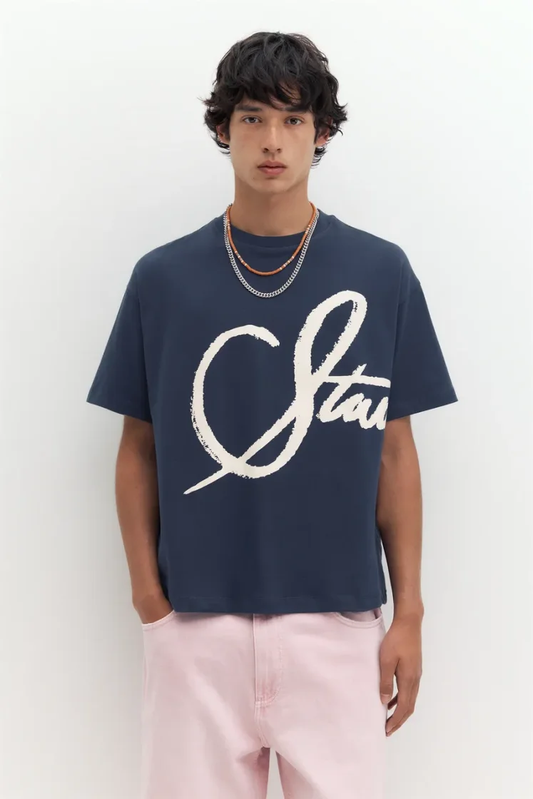 Pull&Bear T-shirt STWD graffiti — Blue