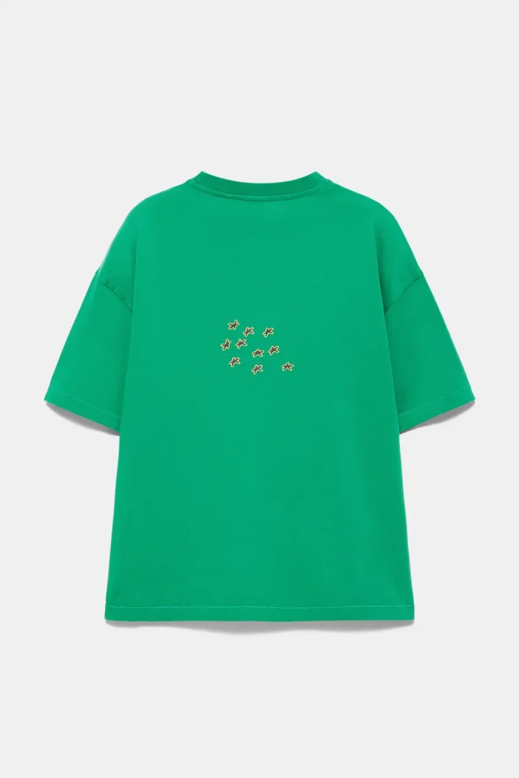Pull&Bear STWD Stars Oversized Tee — Green