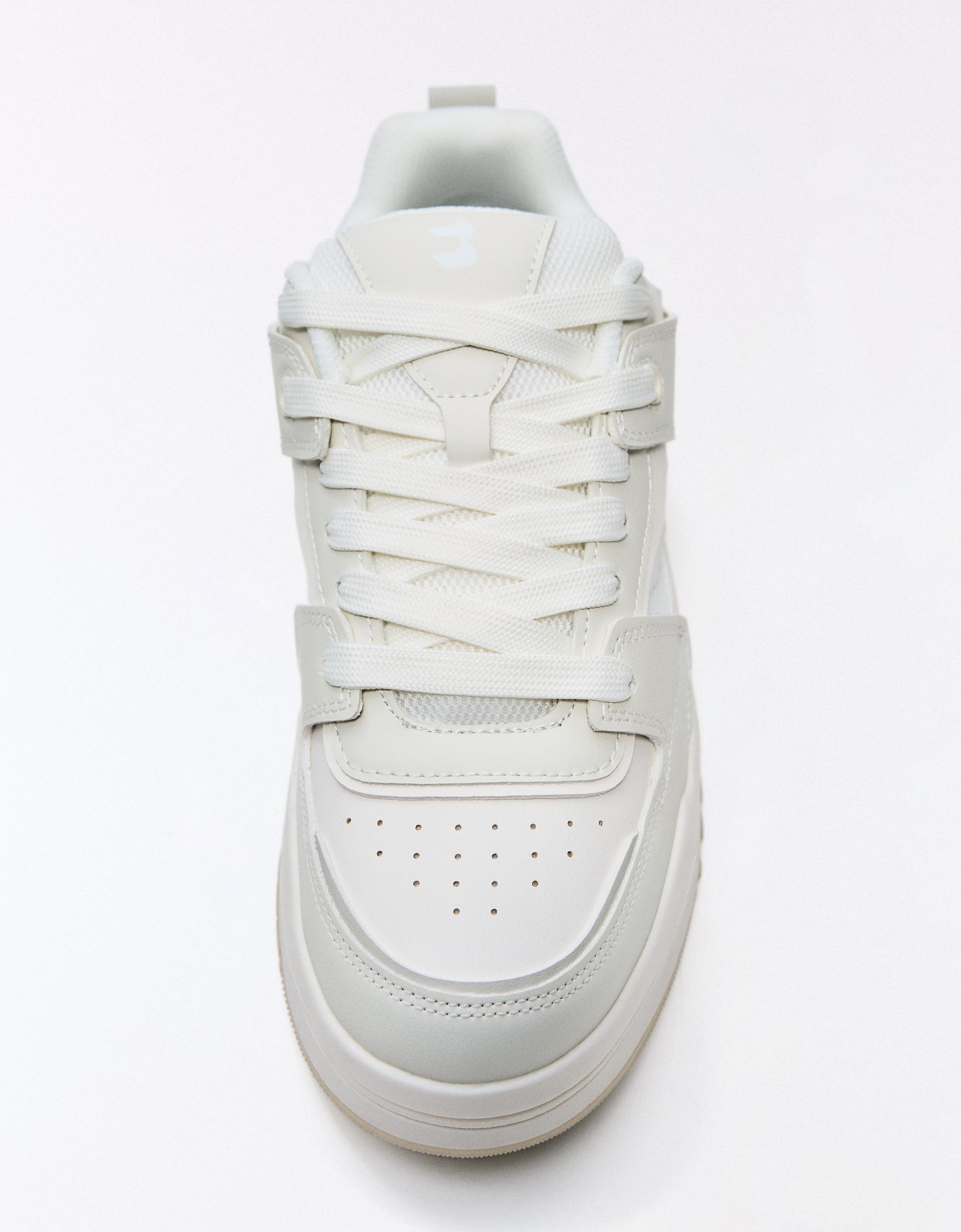 Bershka Chunky panelled trainers — WHITE