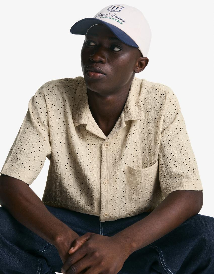Bershka Classic Fit Shirt — Ivory