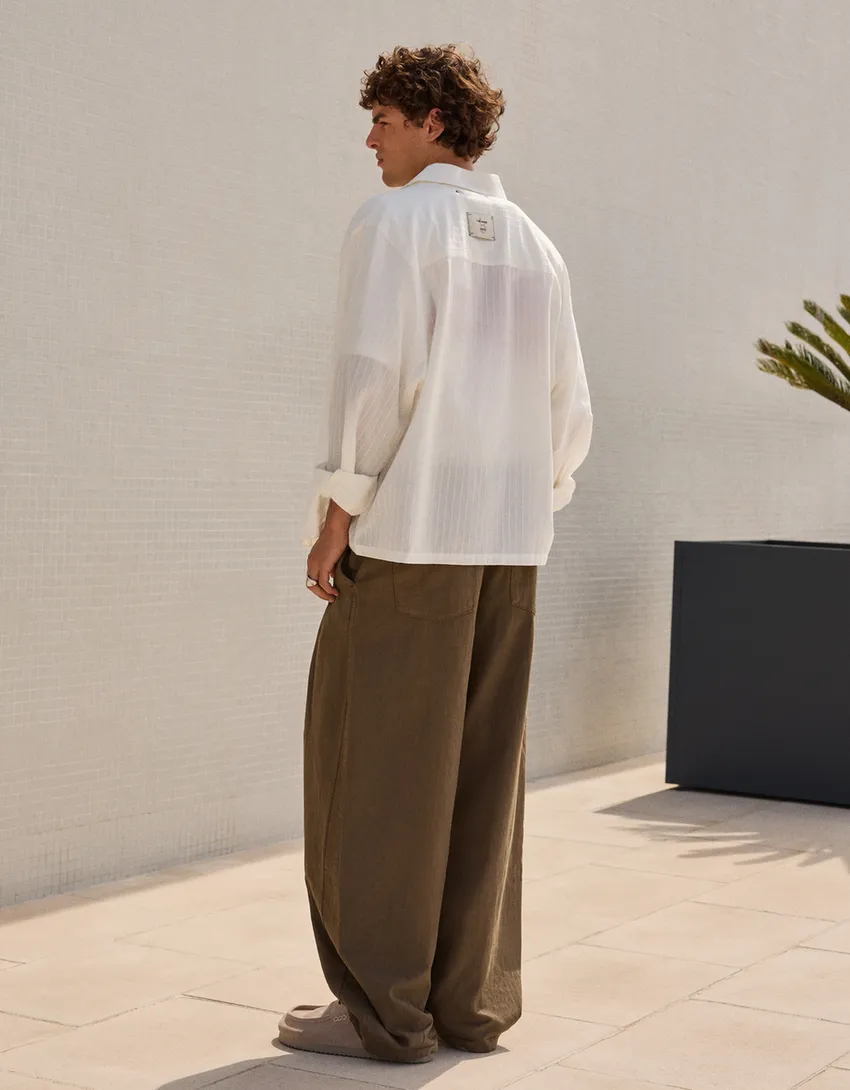 Pantalon super baggy fit avec lin
