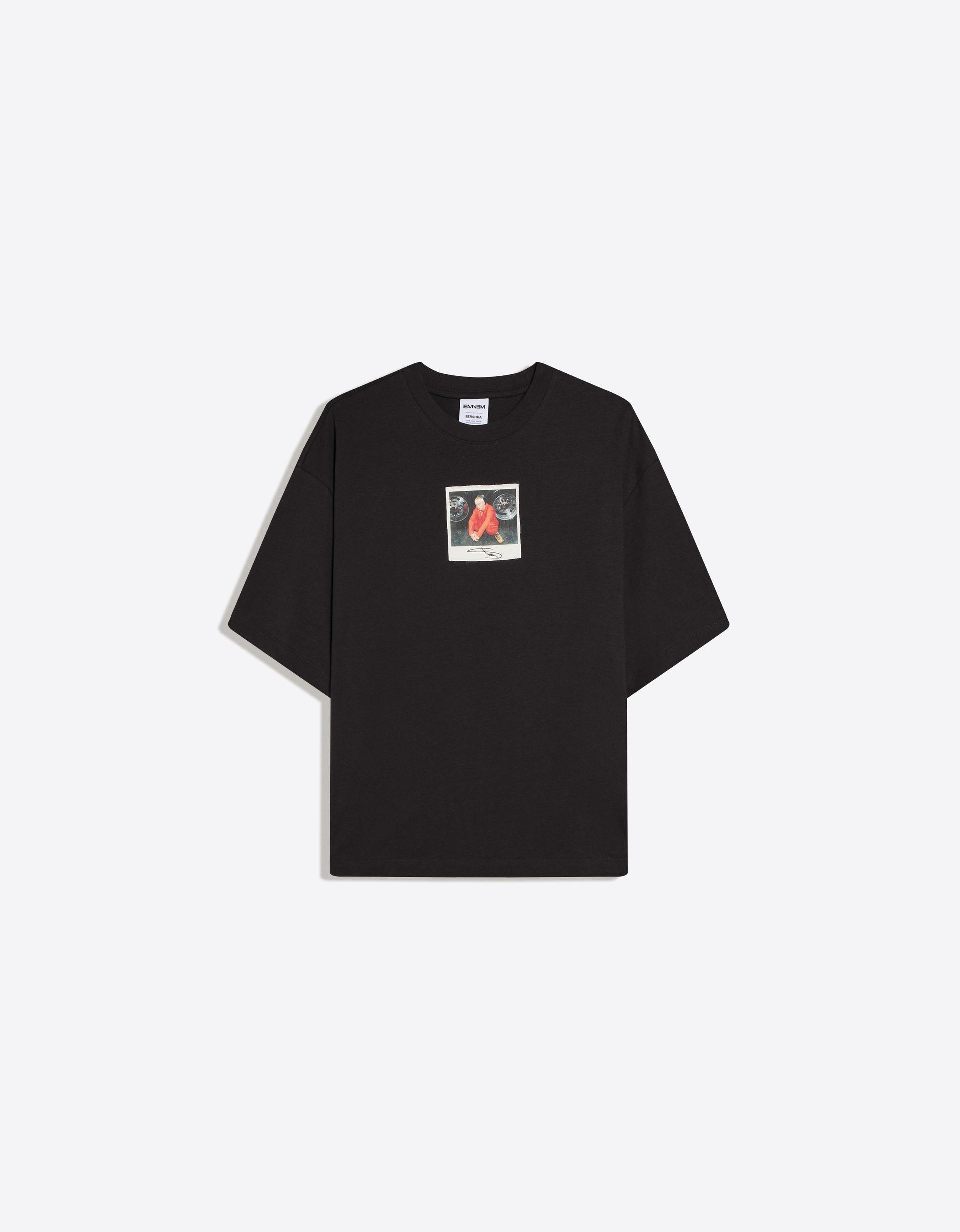 Bershka Boxy Fit Short Sleeve T-Shirt — Black