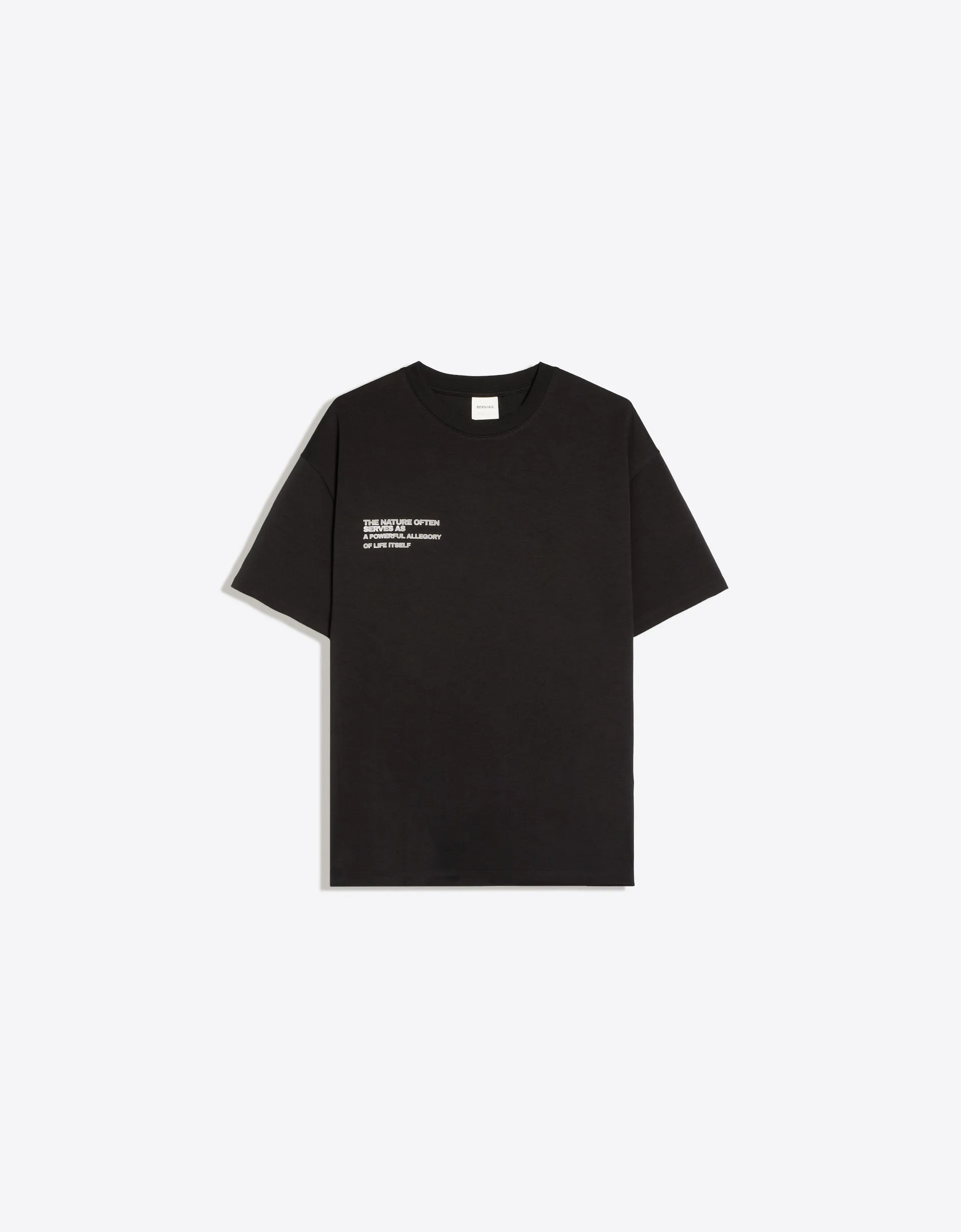 Bershka Printed Interlock T-shirt — Noir