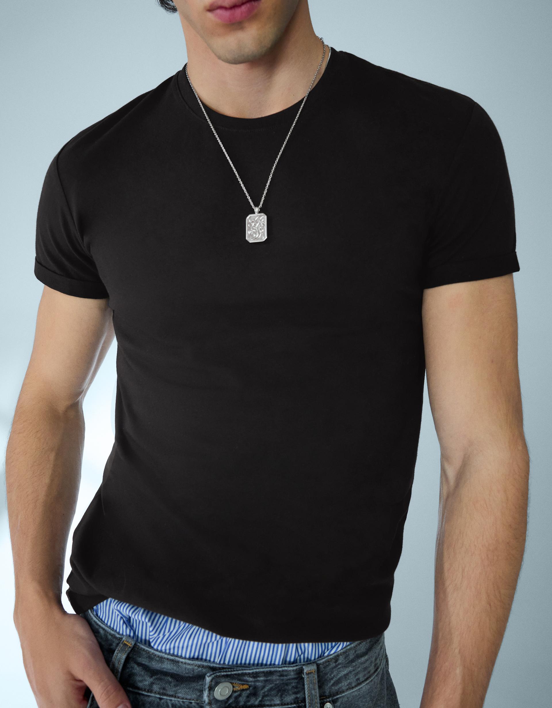 Bershka T-shirt manches courtes retroussées — Noir