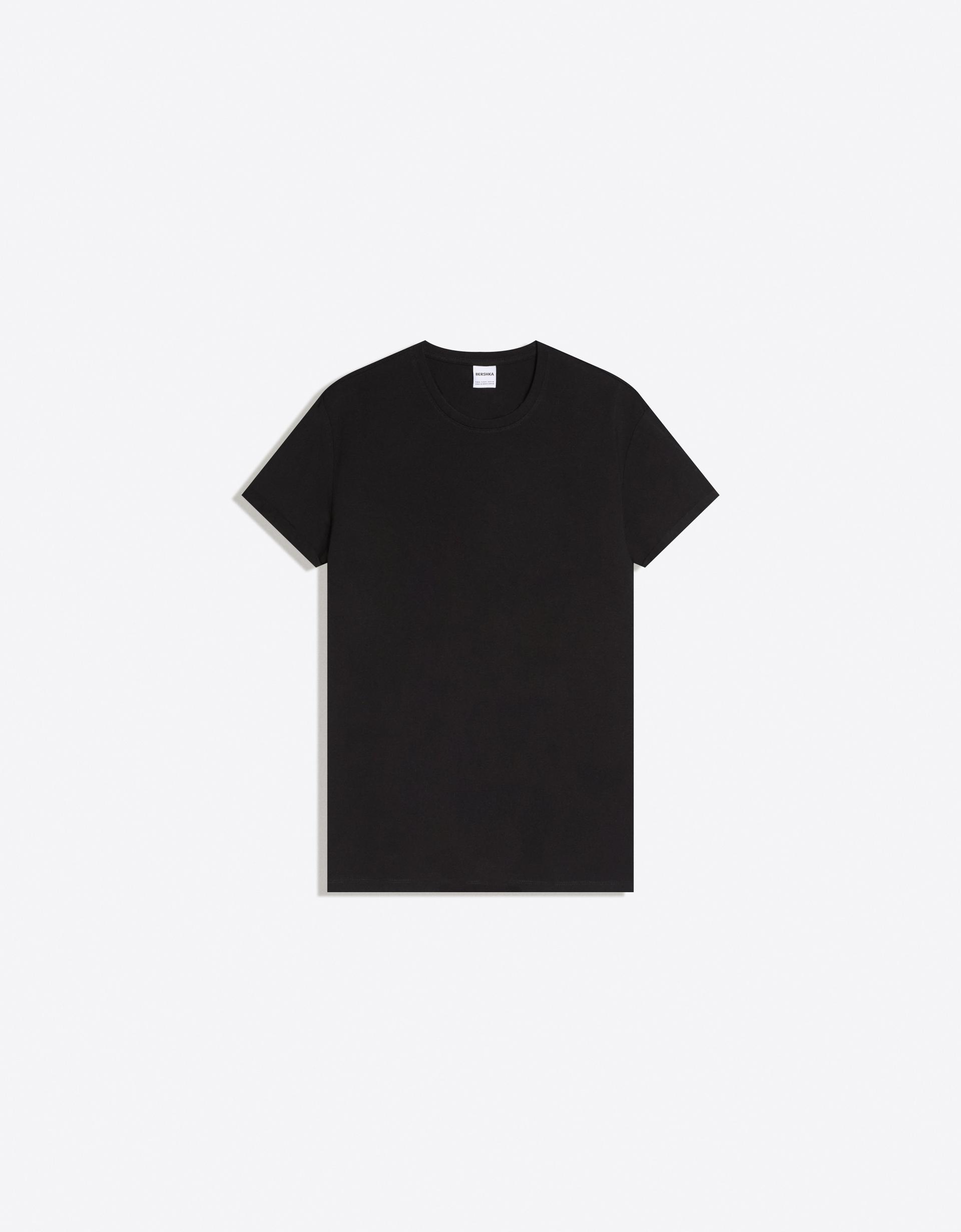 Bershka T-shirt manches courtes retroussées — Noir