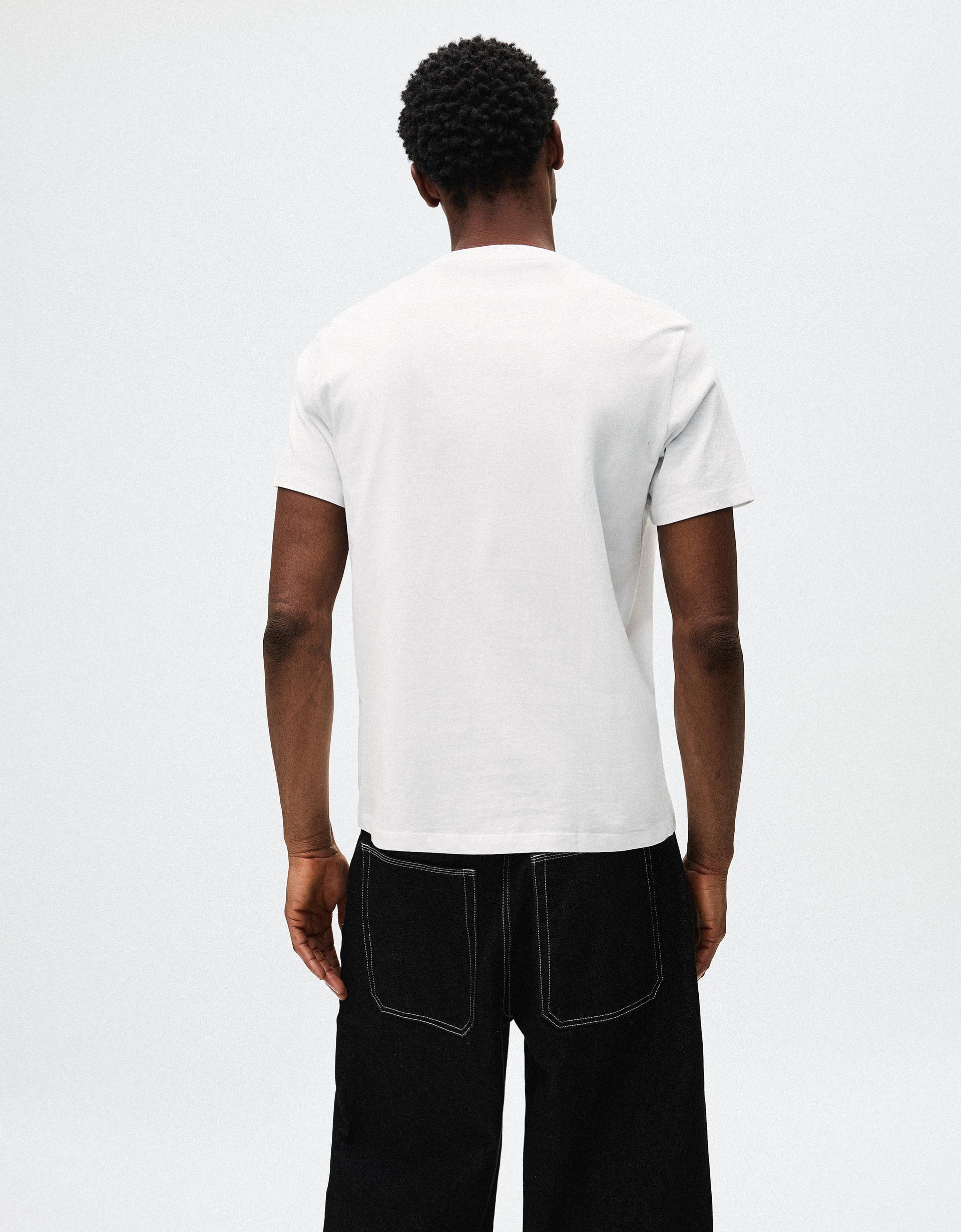 Bershka T-shirt regular fit — Blanc