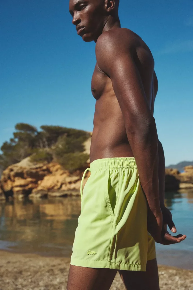 Pull&Bear Basic Swim Shorts — Lime