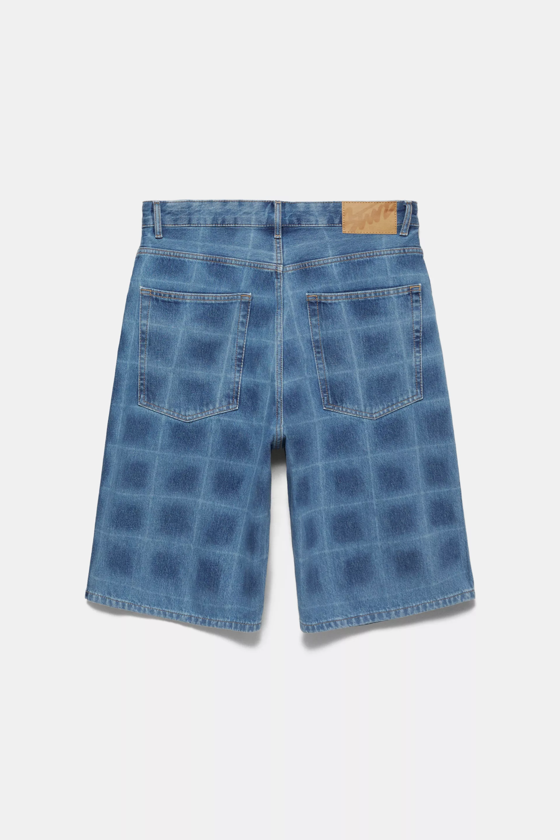 Pull&Bear Bermuda en jean skater imprimé laser — Sky Blue