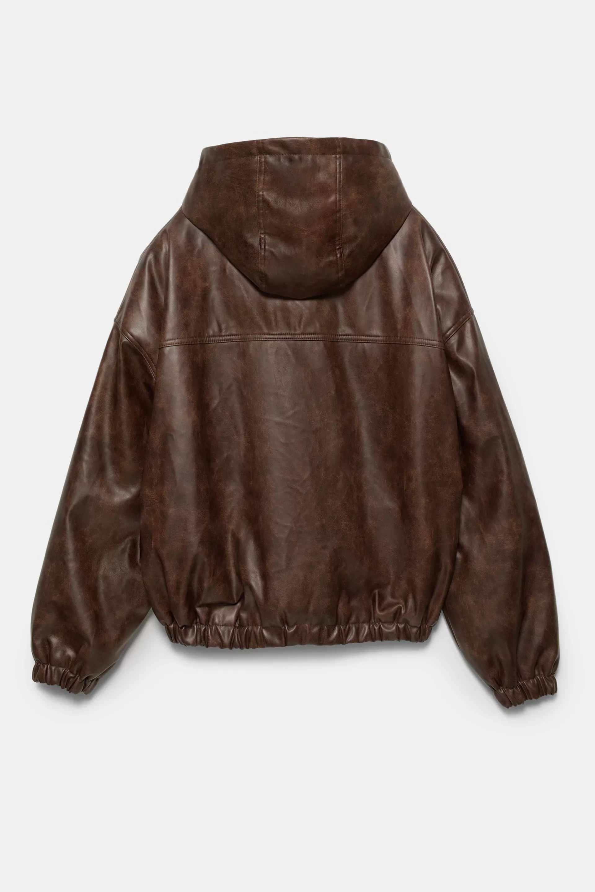 Distressed leather effect jacket — Brown