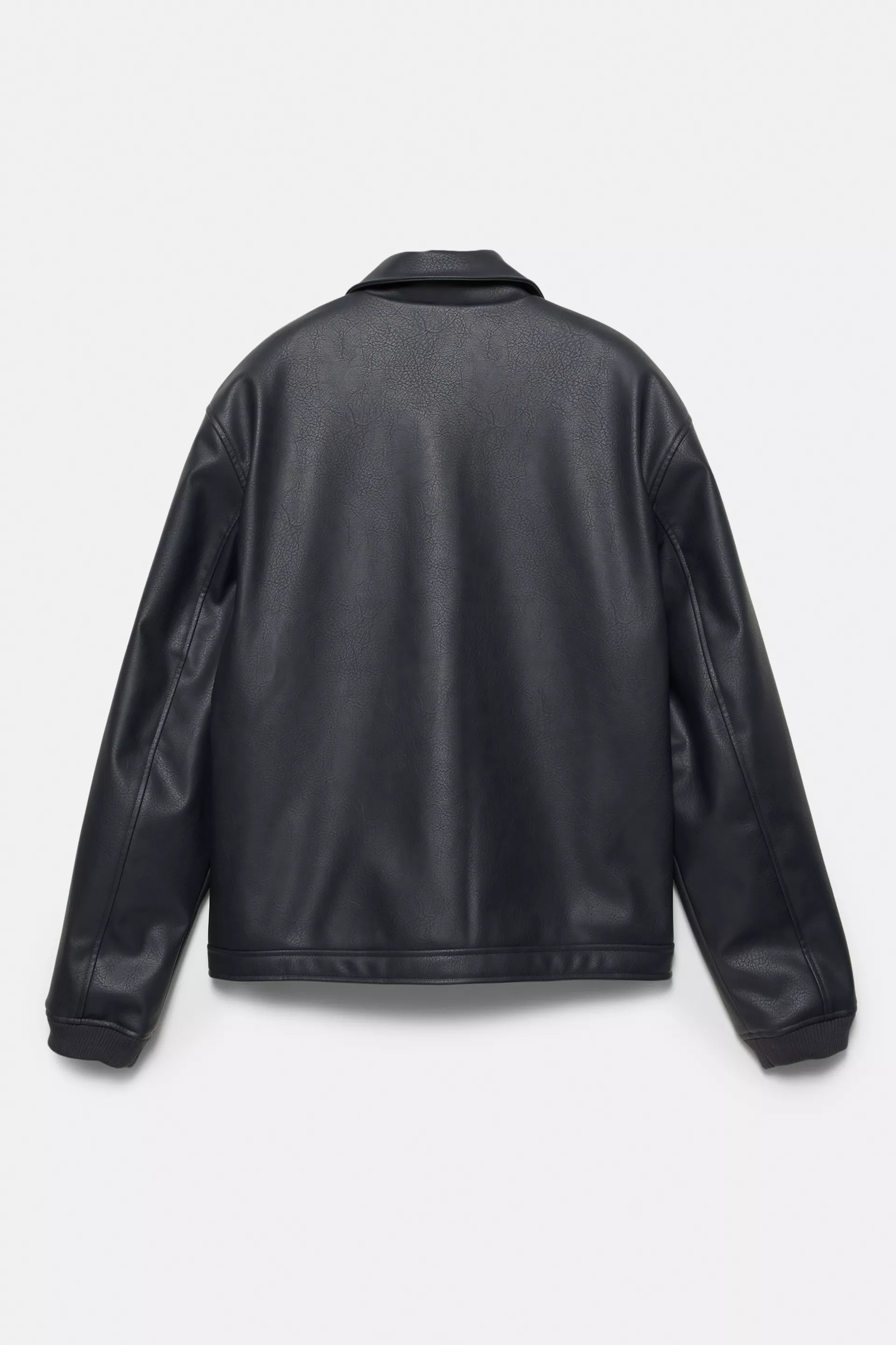 Faux leather jacket with flowers — Black