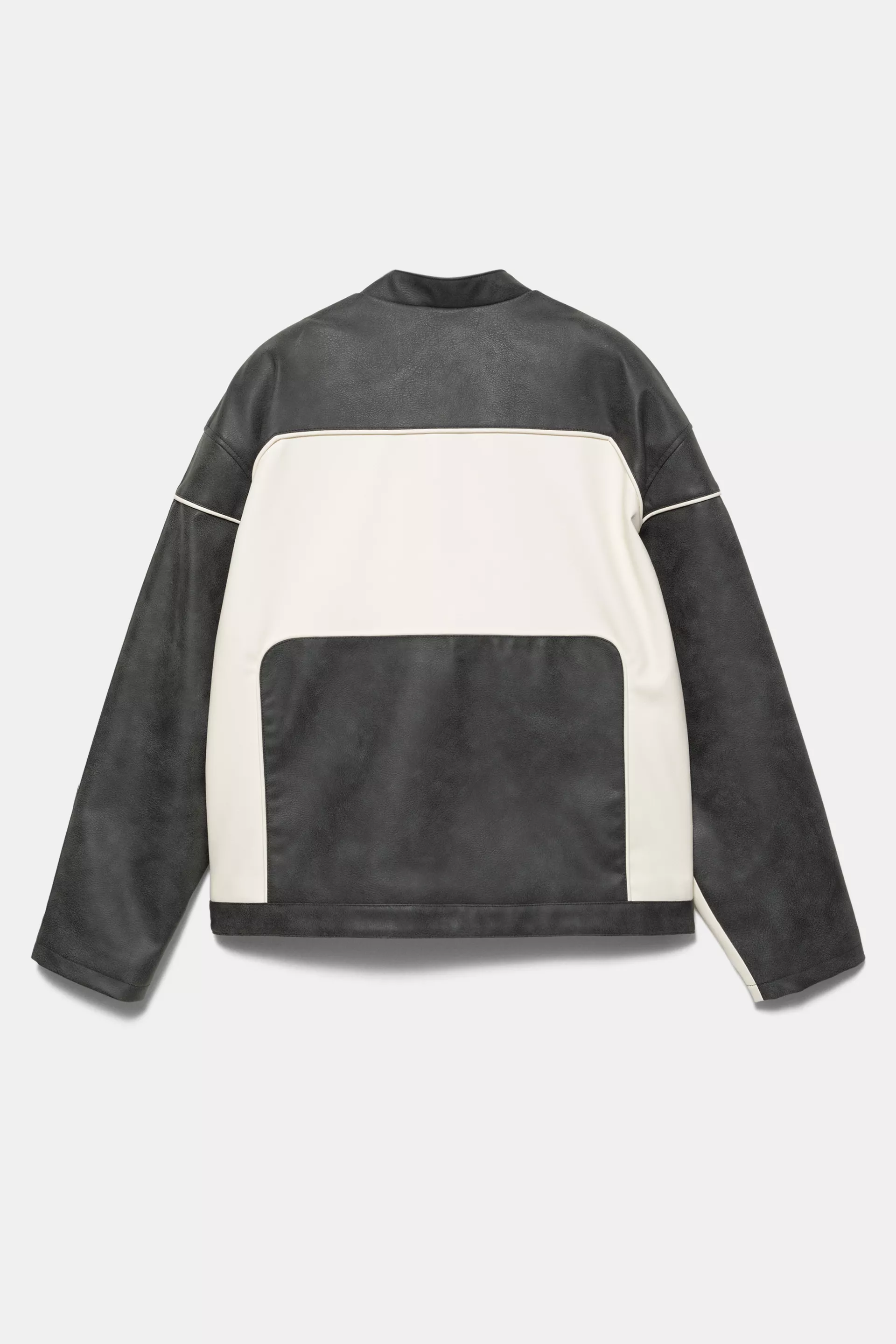 Faux leather panel jacket — Anthracite grey