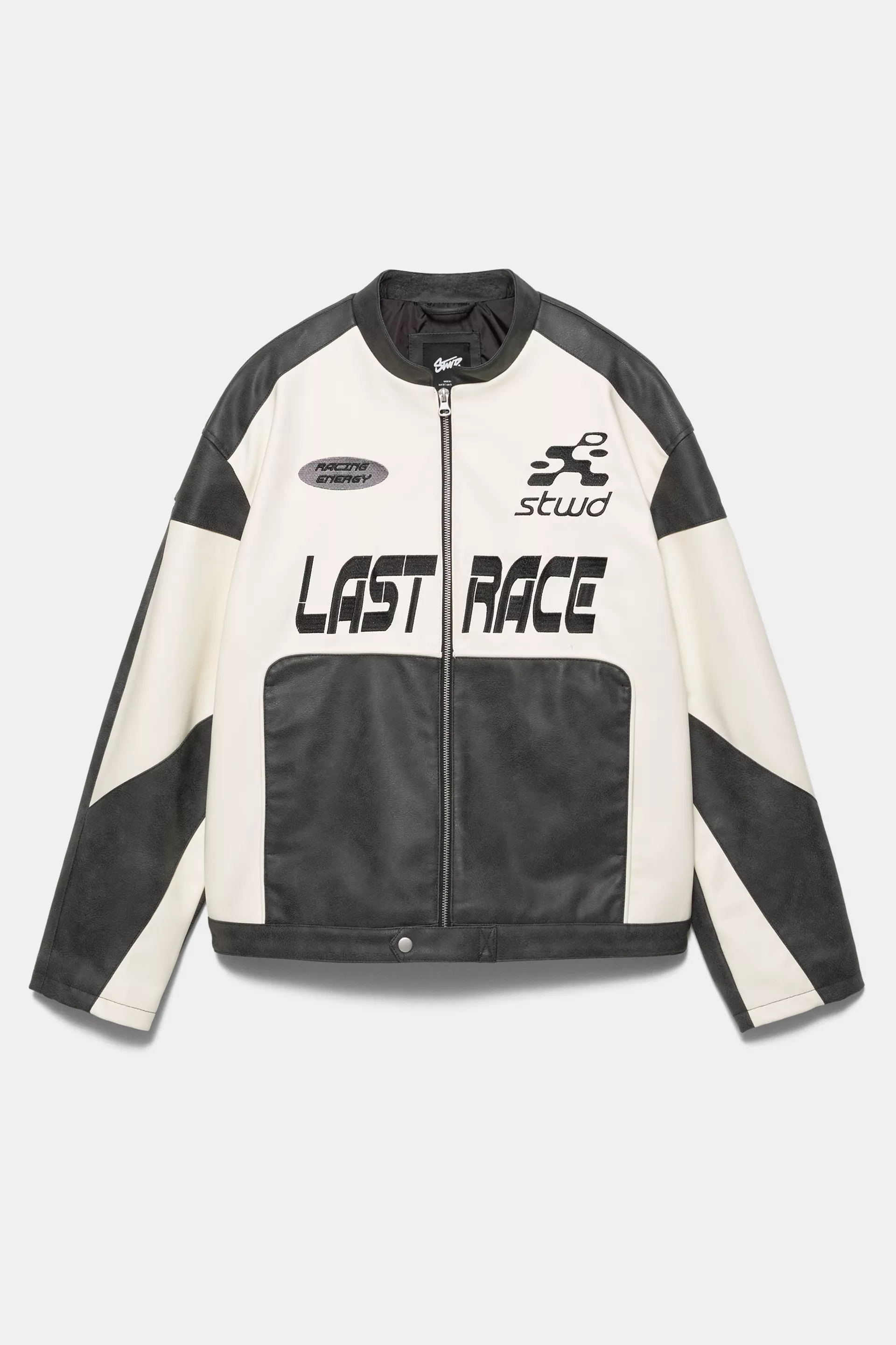 Faux leather panel jacket — Anthracite grey