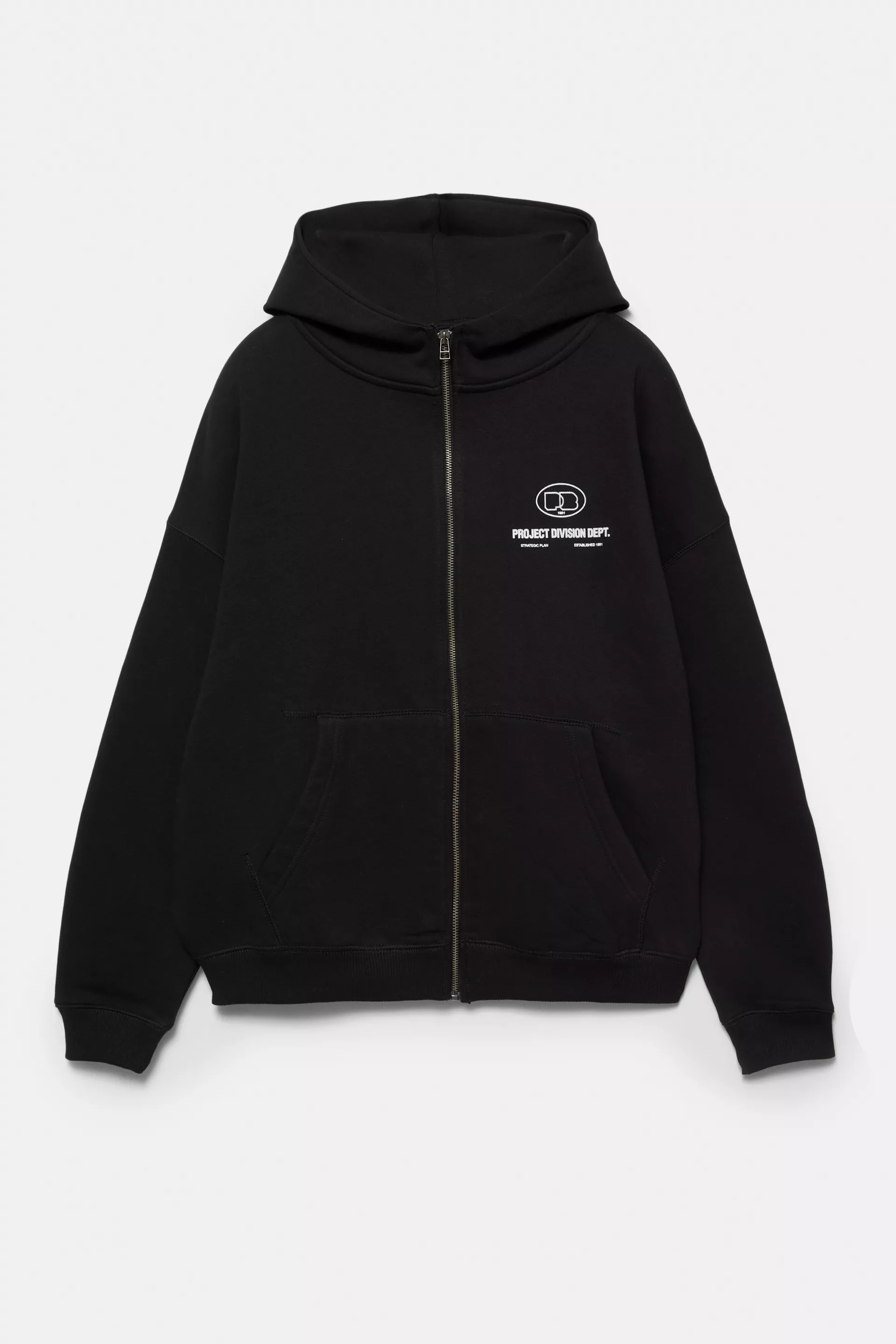 Pull&Bear Hoodie with zipper — Black
