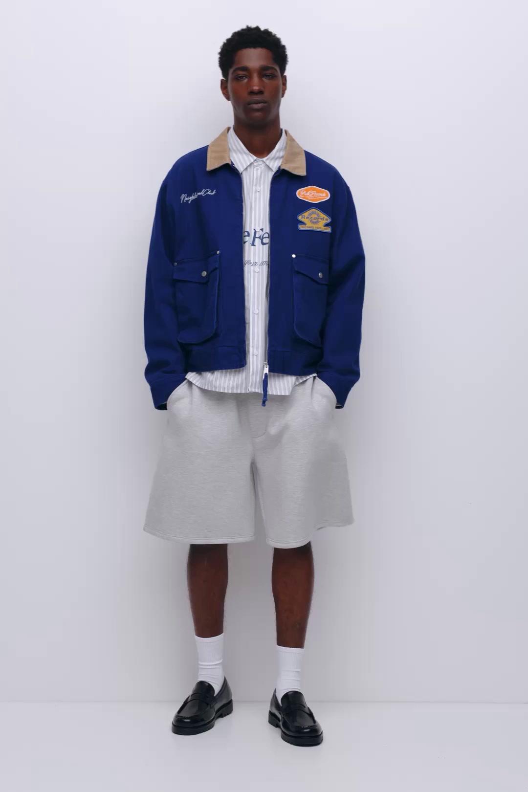 Jacket with combined collar and patches — Blue