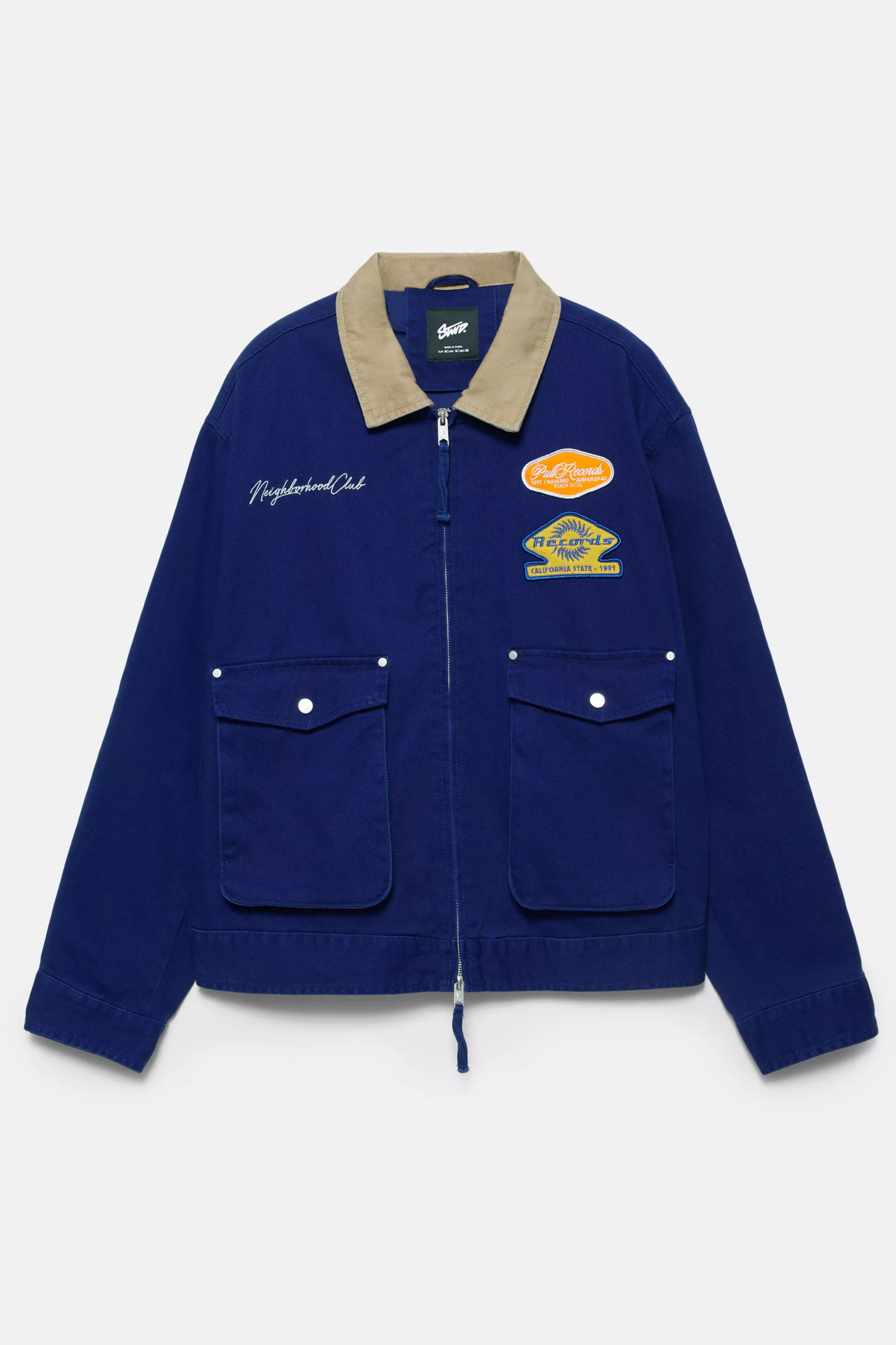 Jacket with combined collar and patches — Blue