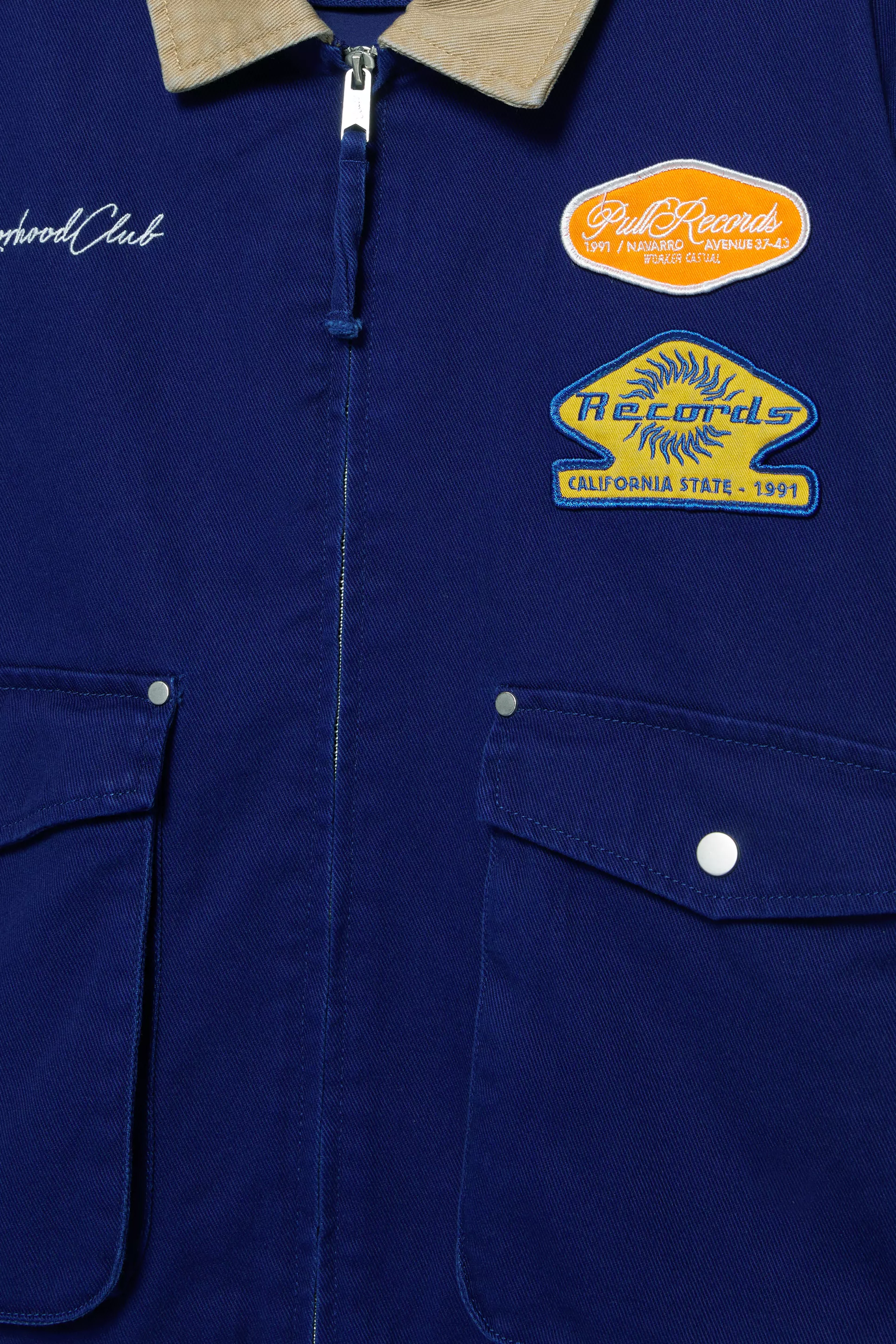 Jacket with combined collar and patches — Blue