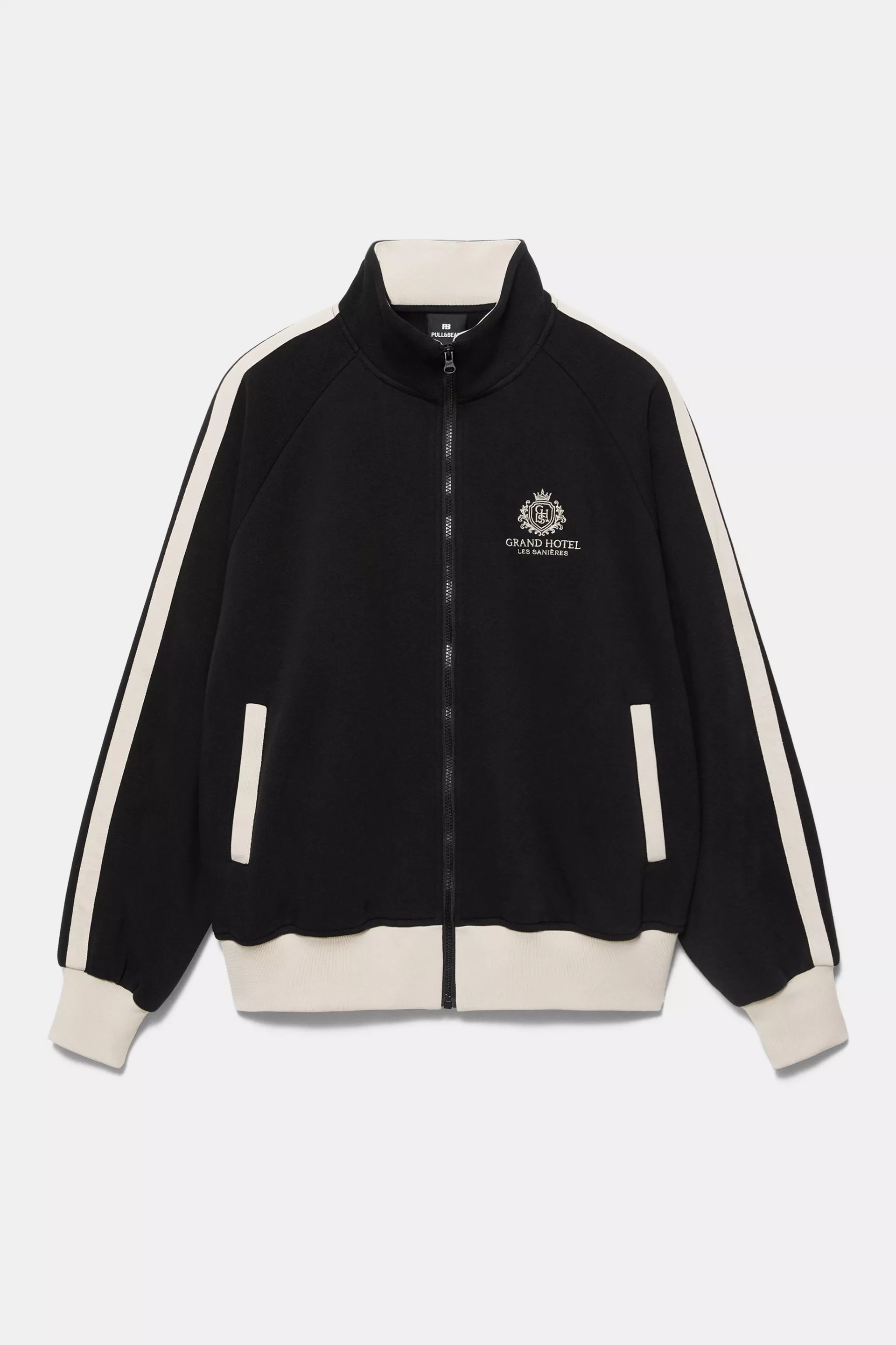 Pull&Bear Panelled high neck jacket — Black