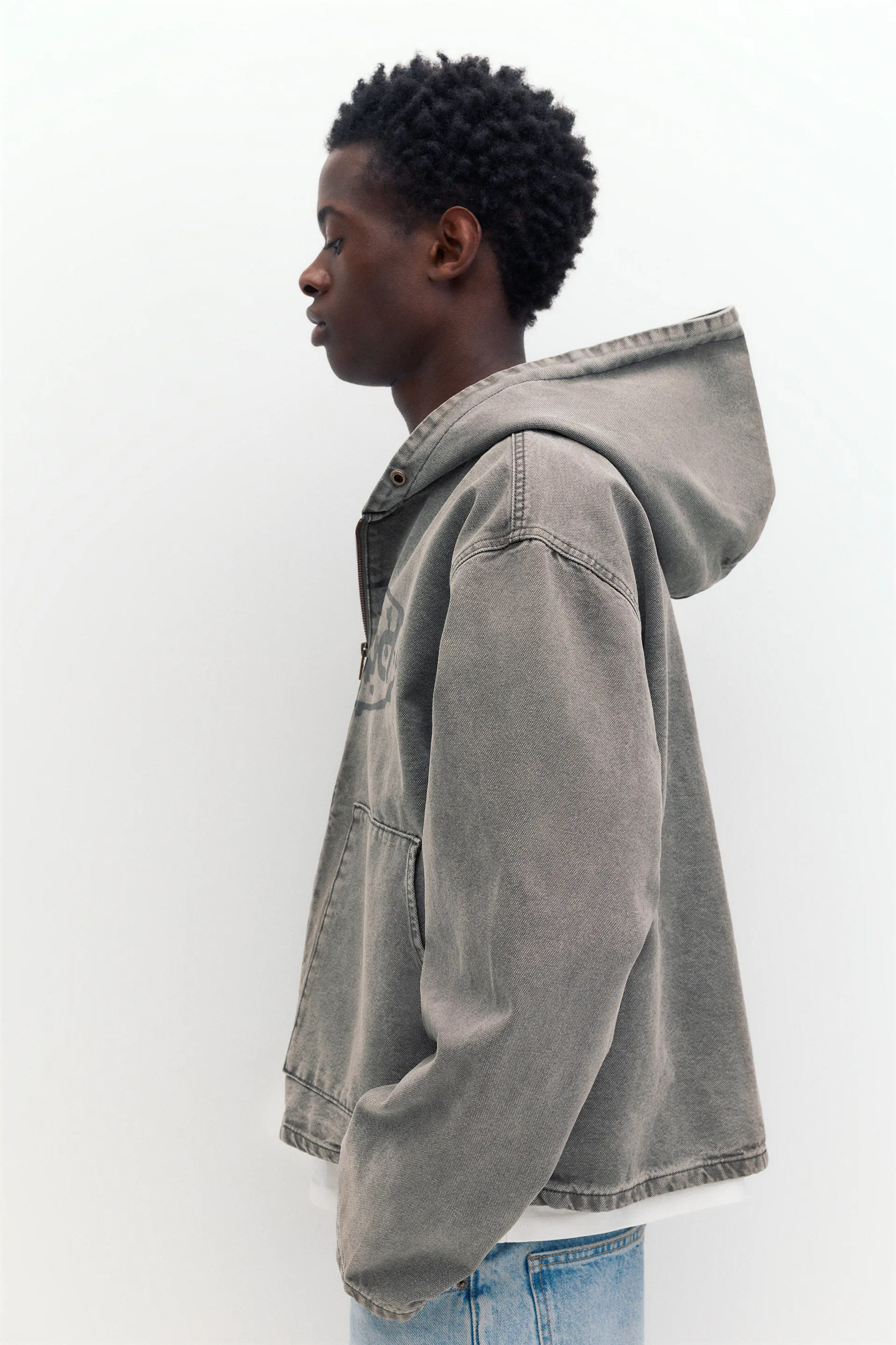 STWD Hooded Zip Jacket — Dark grey