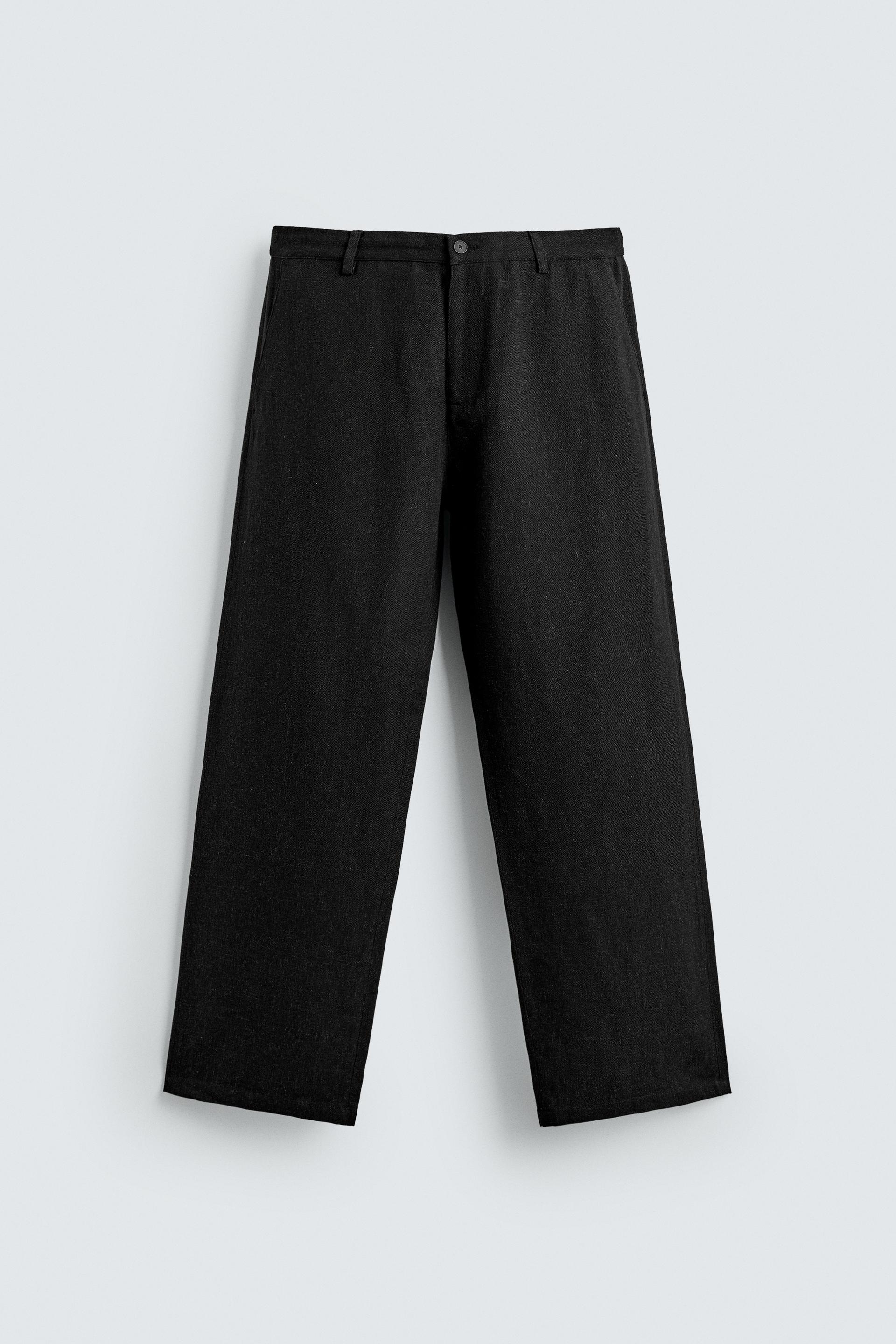 Zara Relaxed Fit Viscose Hemp Trouser — Black