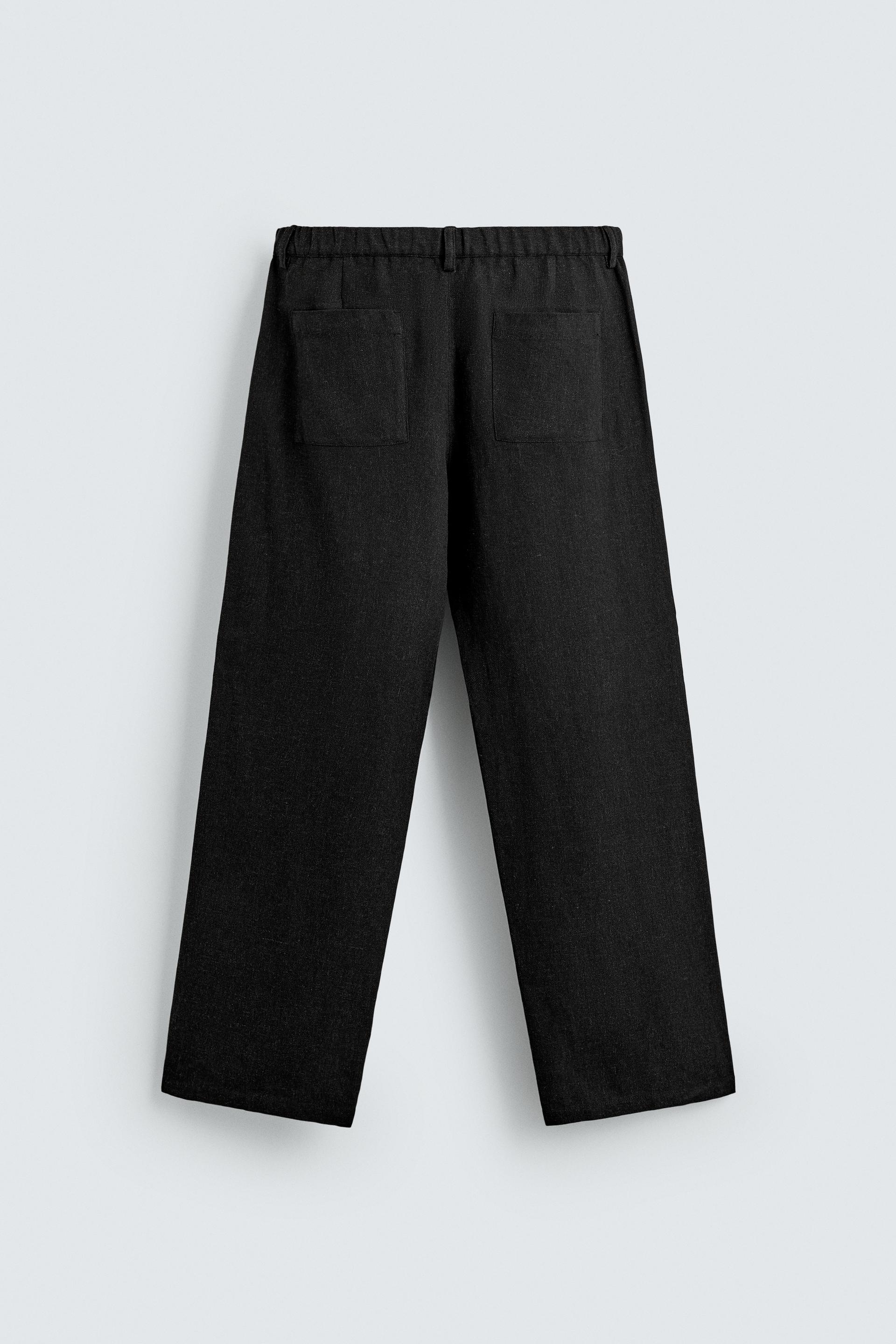 Zara Relaxed Fit Viscose Hemp Trouser — Black