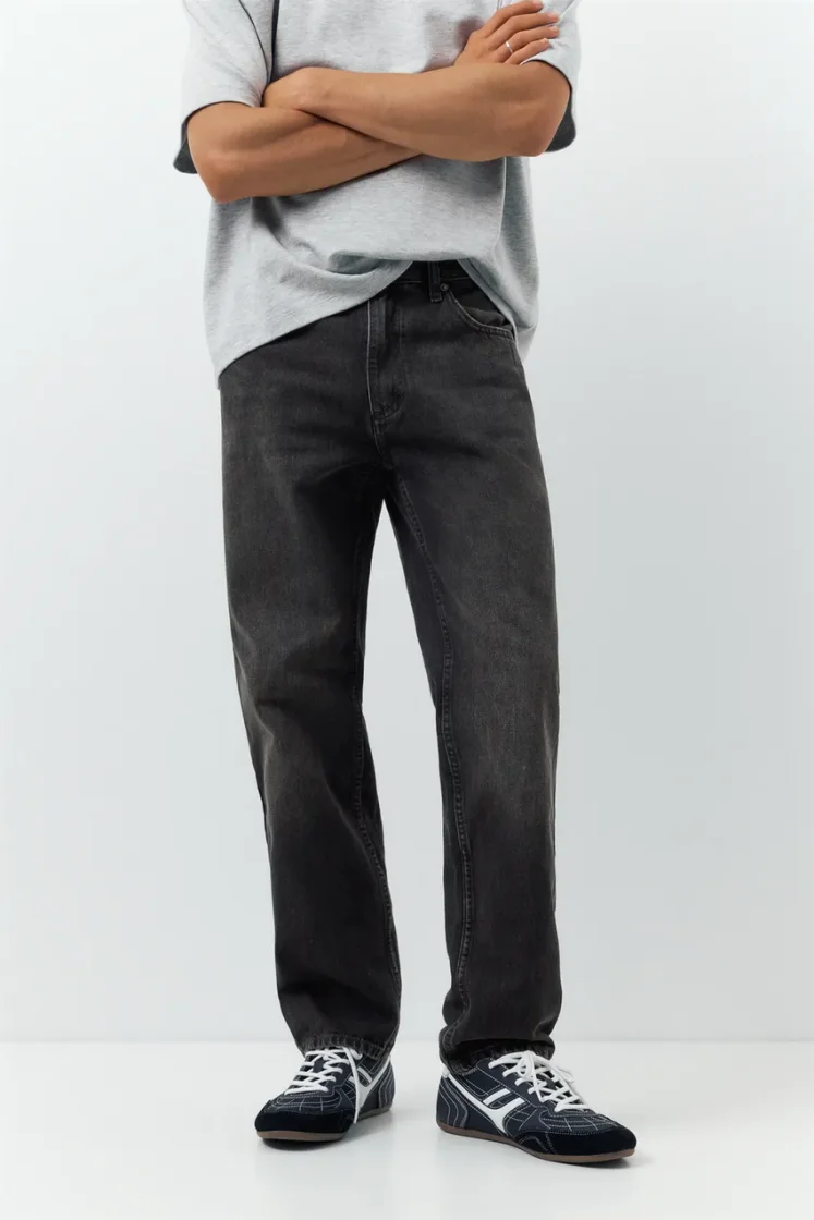 Pull&Bear Straight Jean 5-Pocket — Black