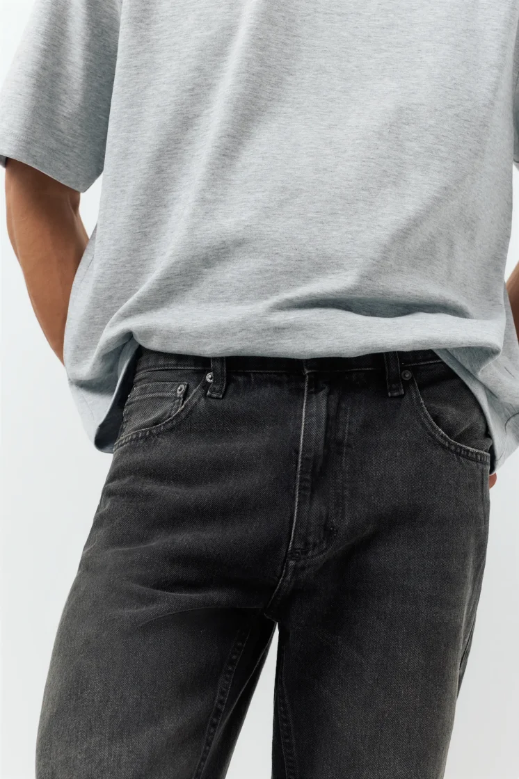 Pull&Bear Straight Jean 5-Pocket — Black