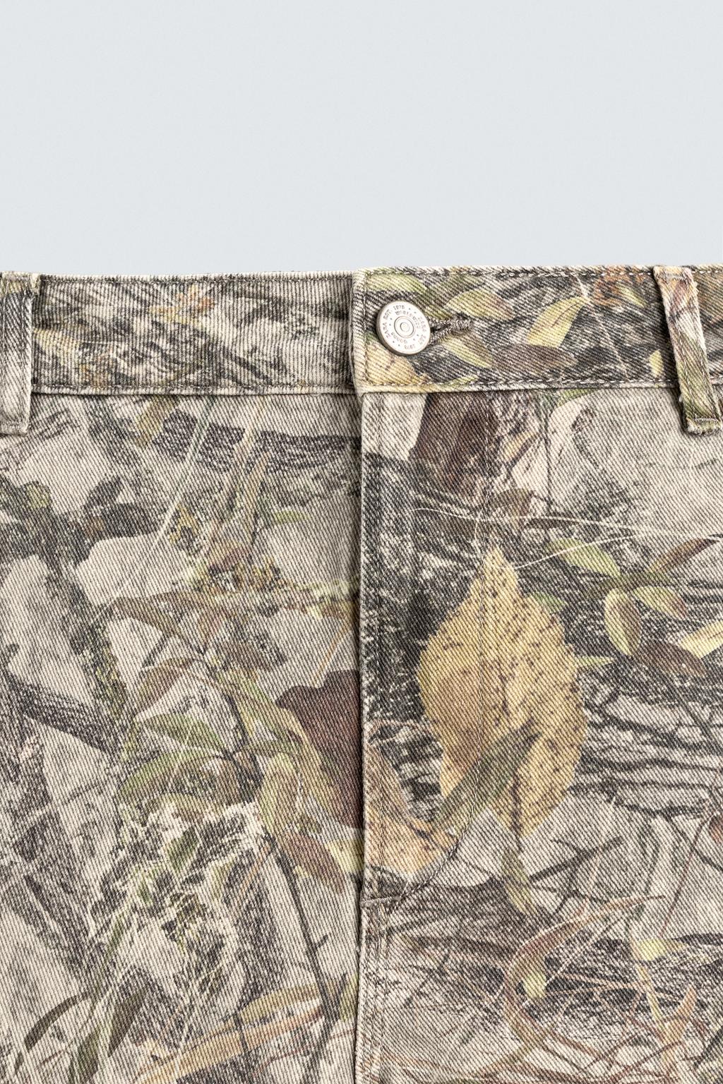 Zara Printed Cargo Trousers — Beige