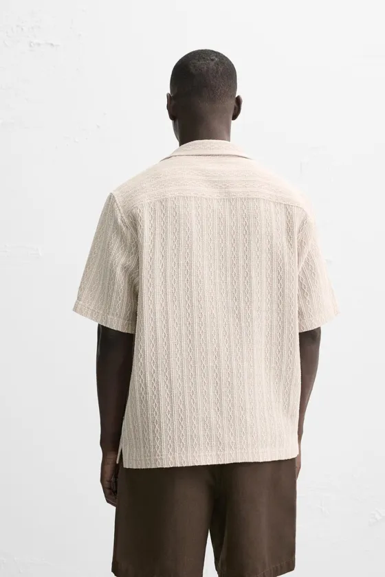 Zara Oversized Cotton Shirt — Cream