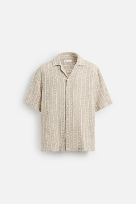Zara Oversized Cotton Shirt — Cream