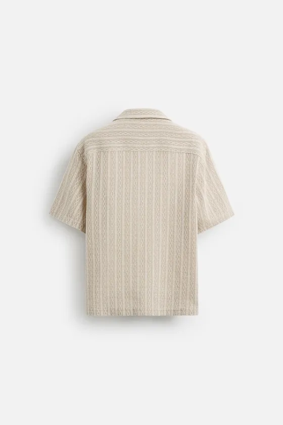 Zara Oversized Cotton Shirt — Cream