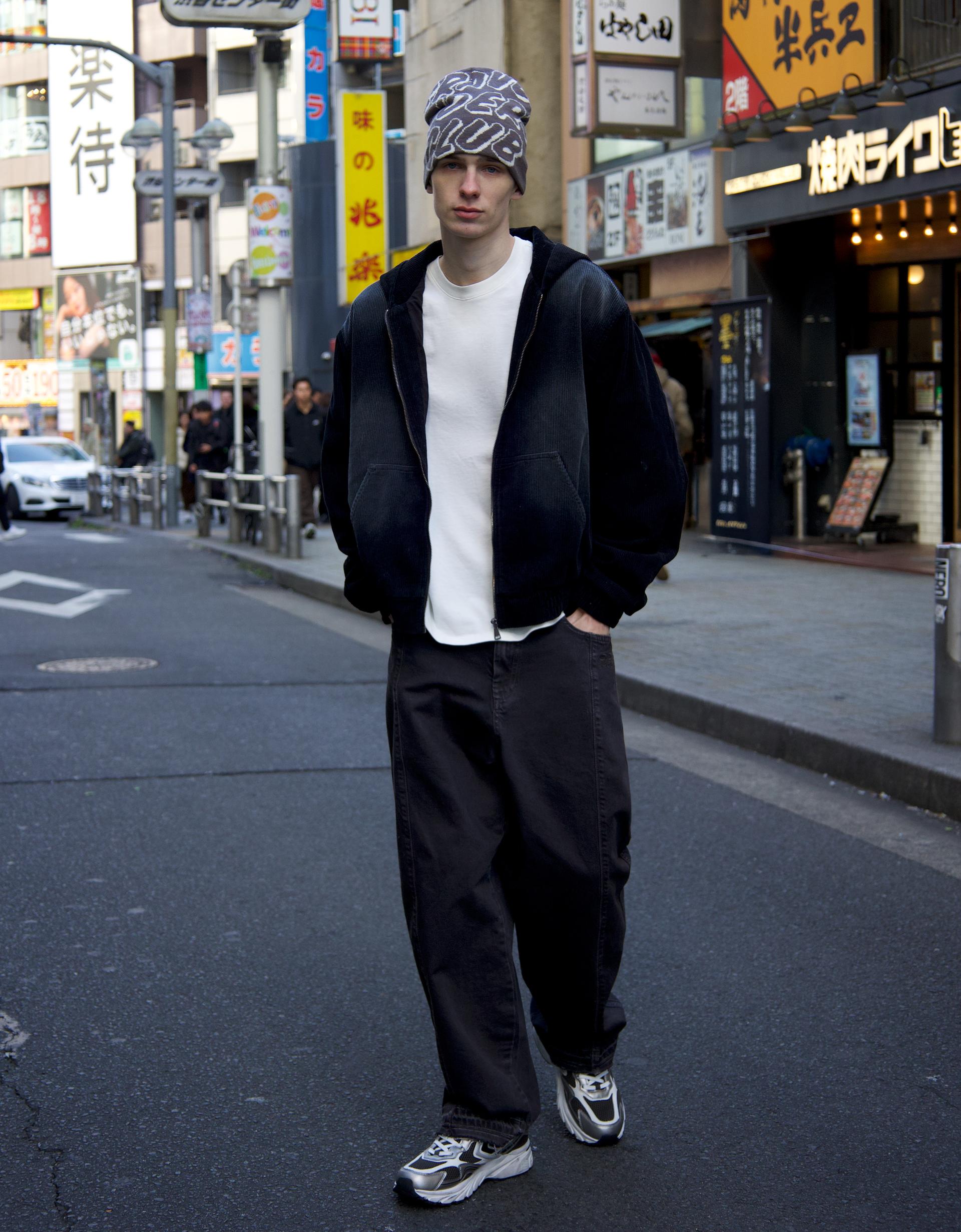 Boxy corduroy hooded jacket