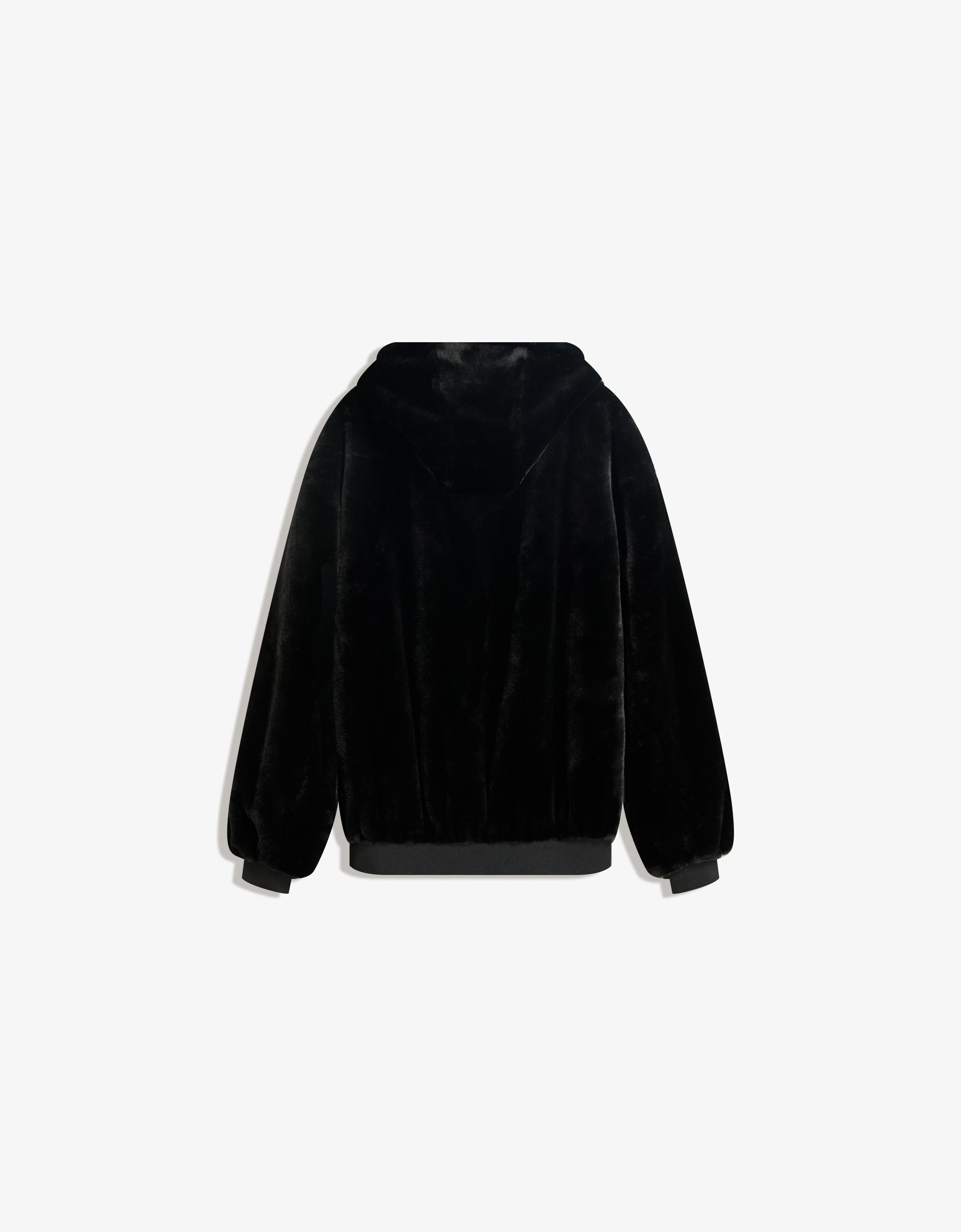 Bershka Hooded faux fur jacket — Black