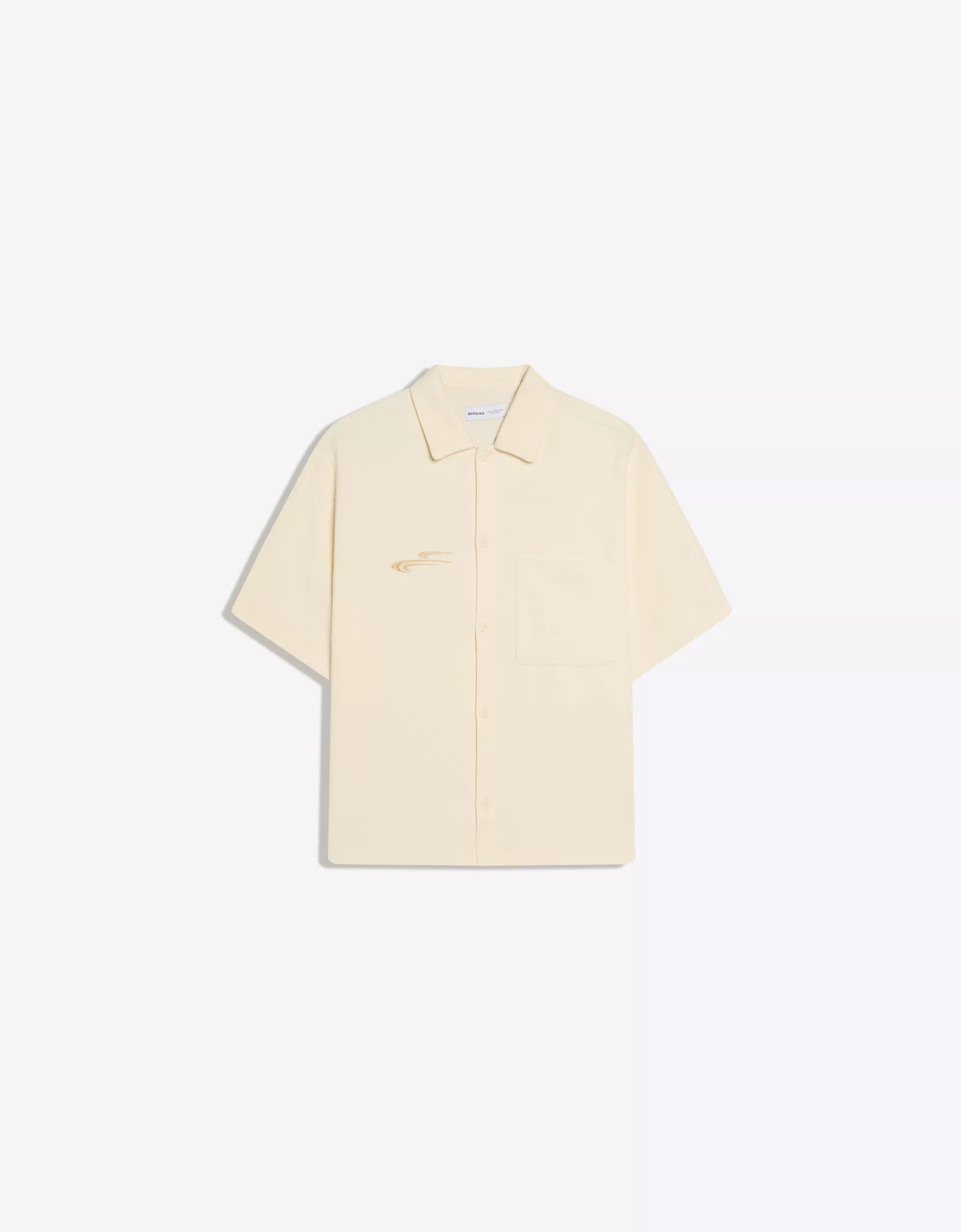 Bershka Seamed Short Sleeve Shirt — Blanc cassé