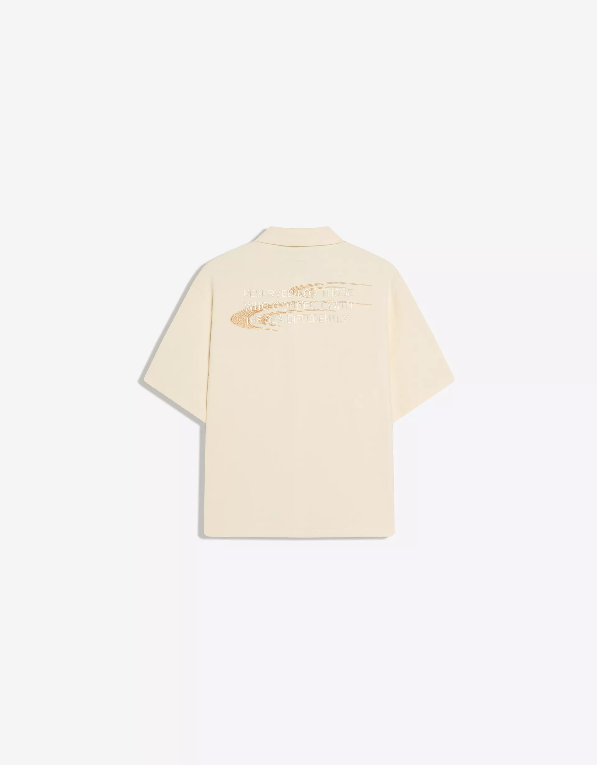Bershka Seamed Short Sleeve Shirt — Blanc cassé