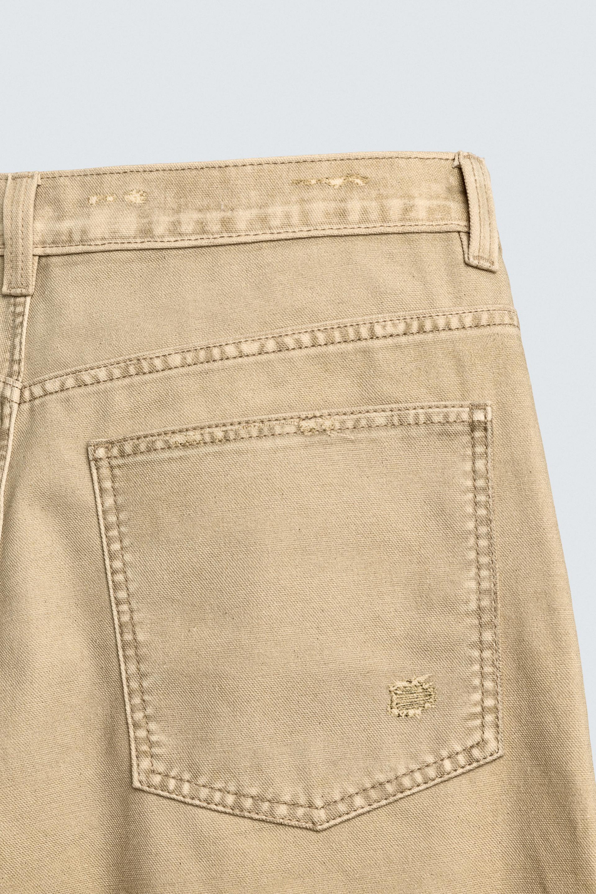 Zara WASHED PRINTED STRAIGHT-LEG TROUSERS — camel