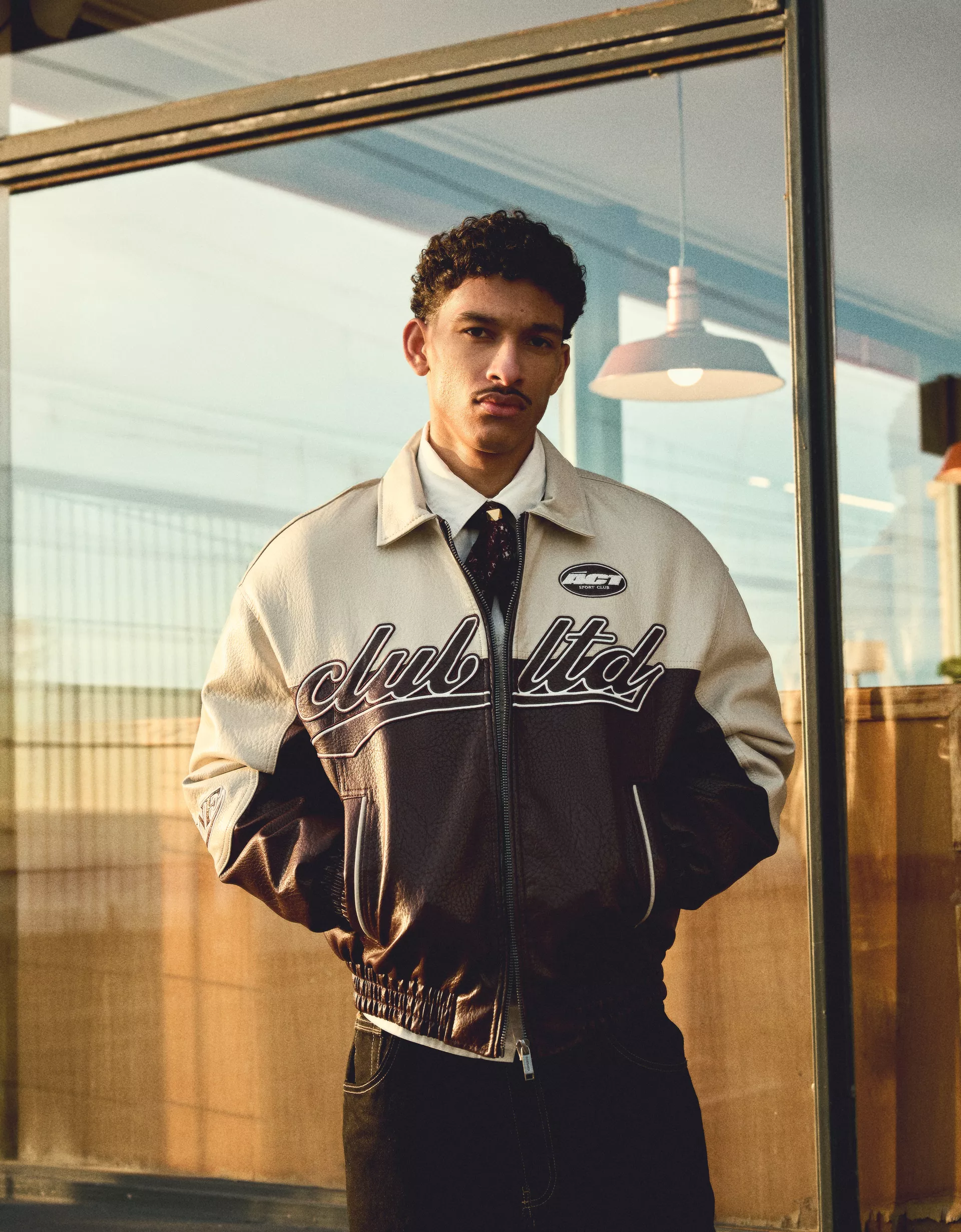 Veste similicuir color block