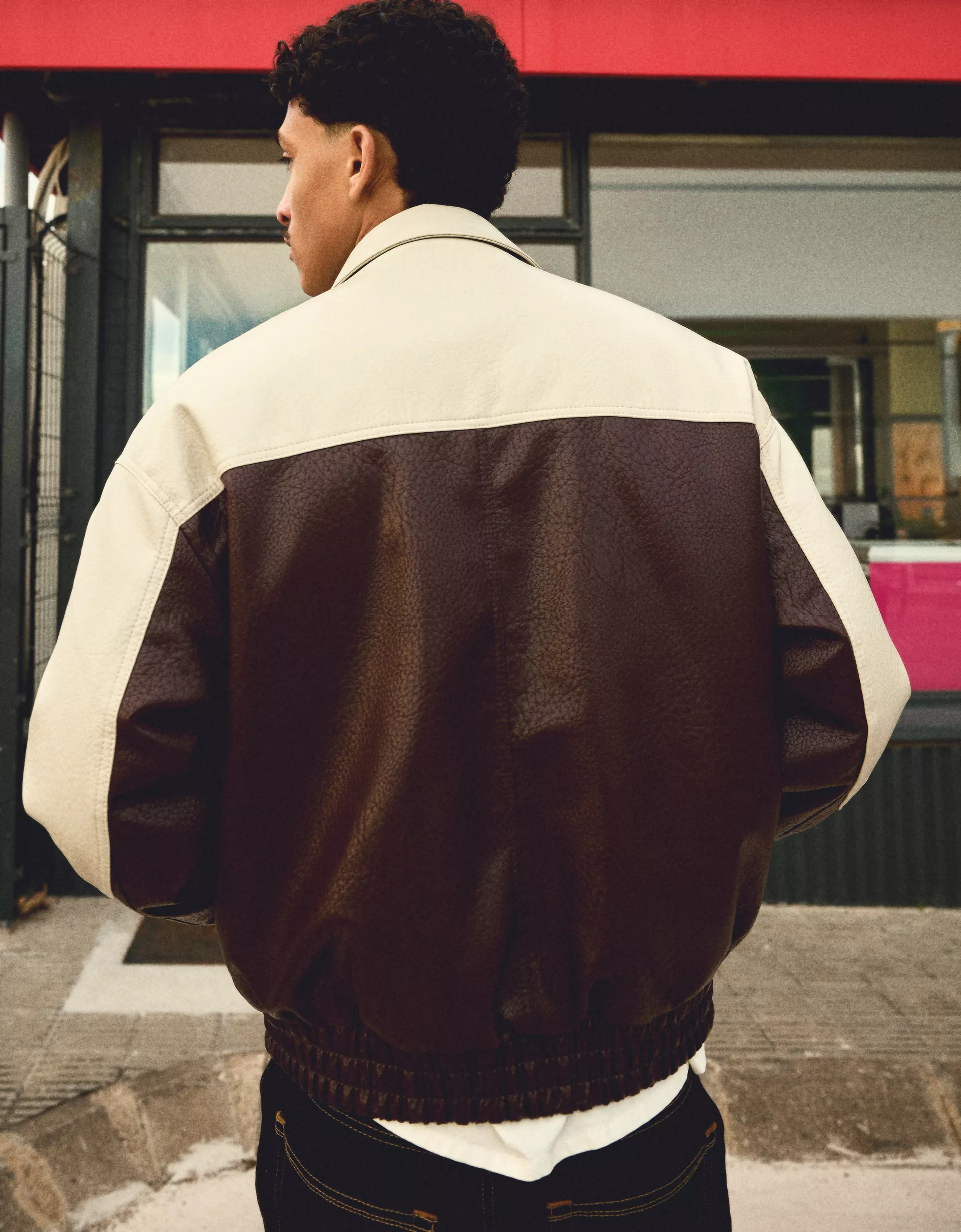 Veste similicuir color block