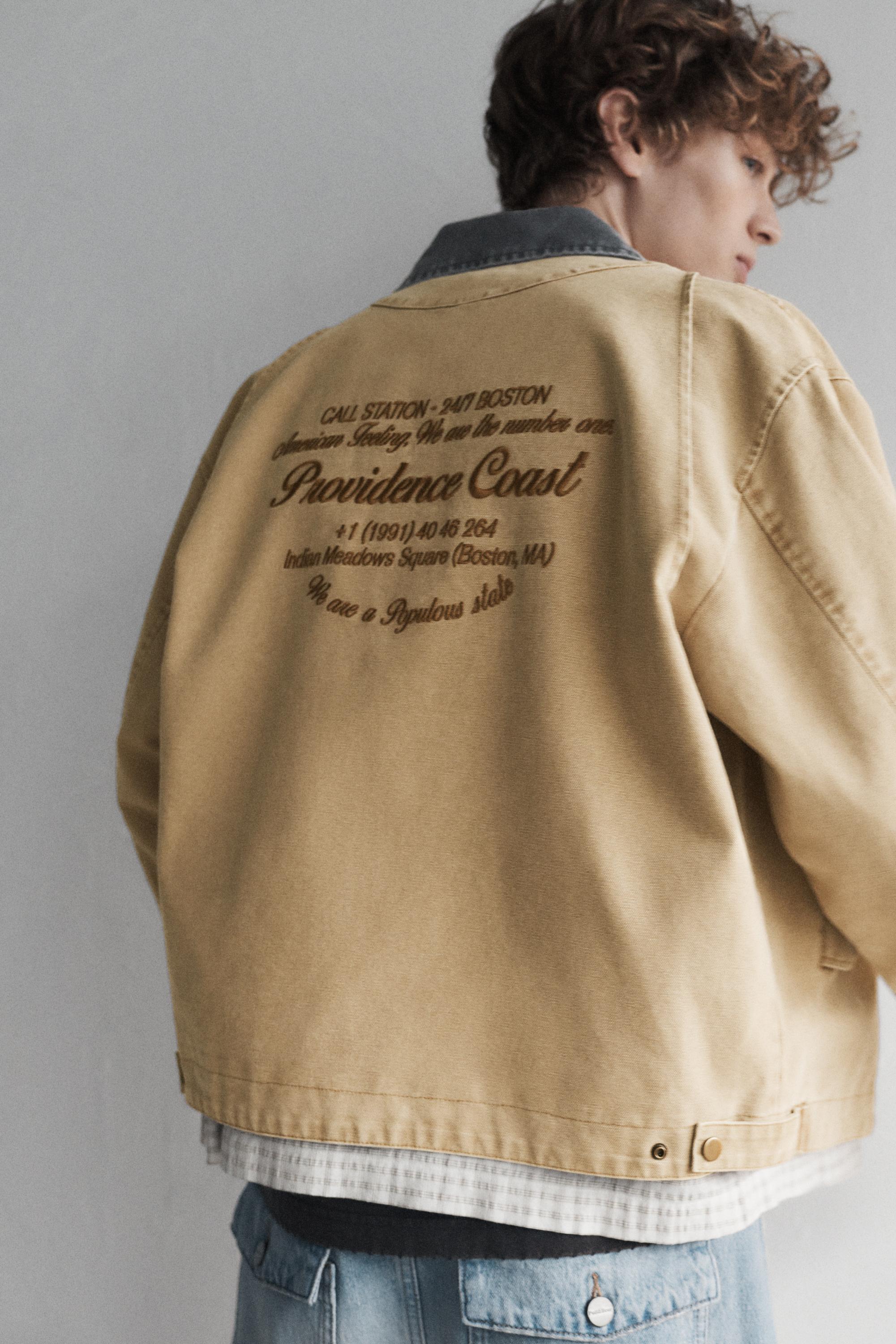 Veste col contrastant brodé