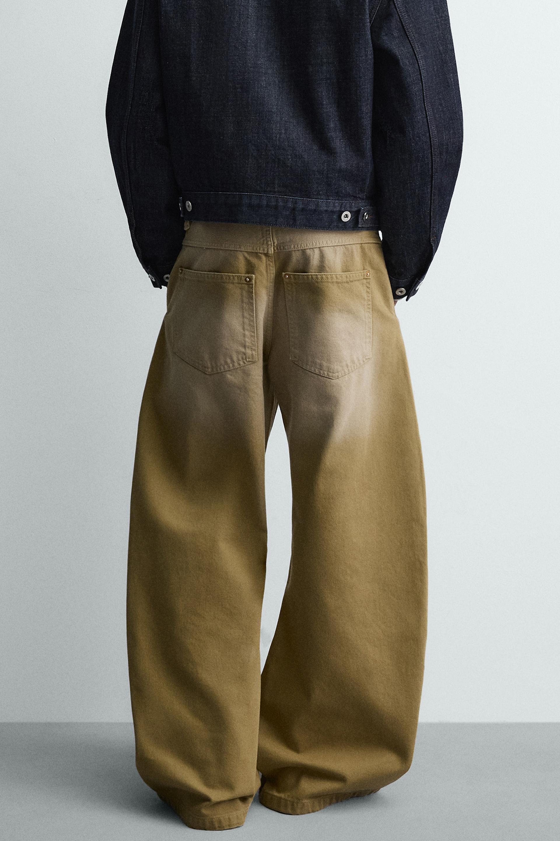 Zara JEAN BALLOON FIT DÉLAVÉ — Marron clair