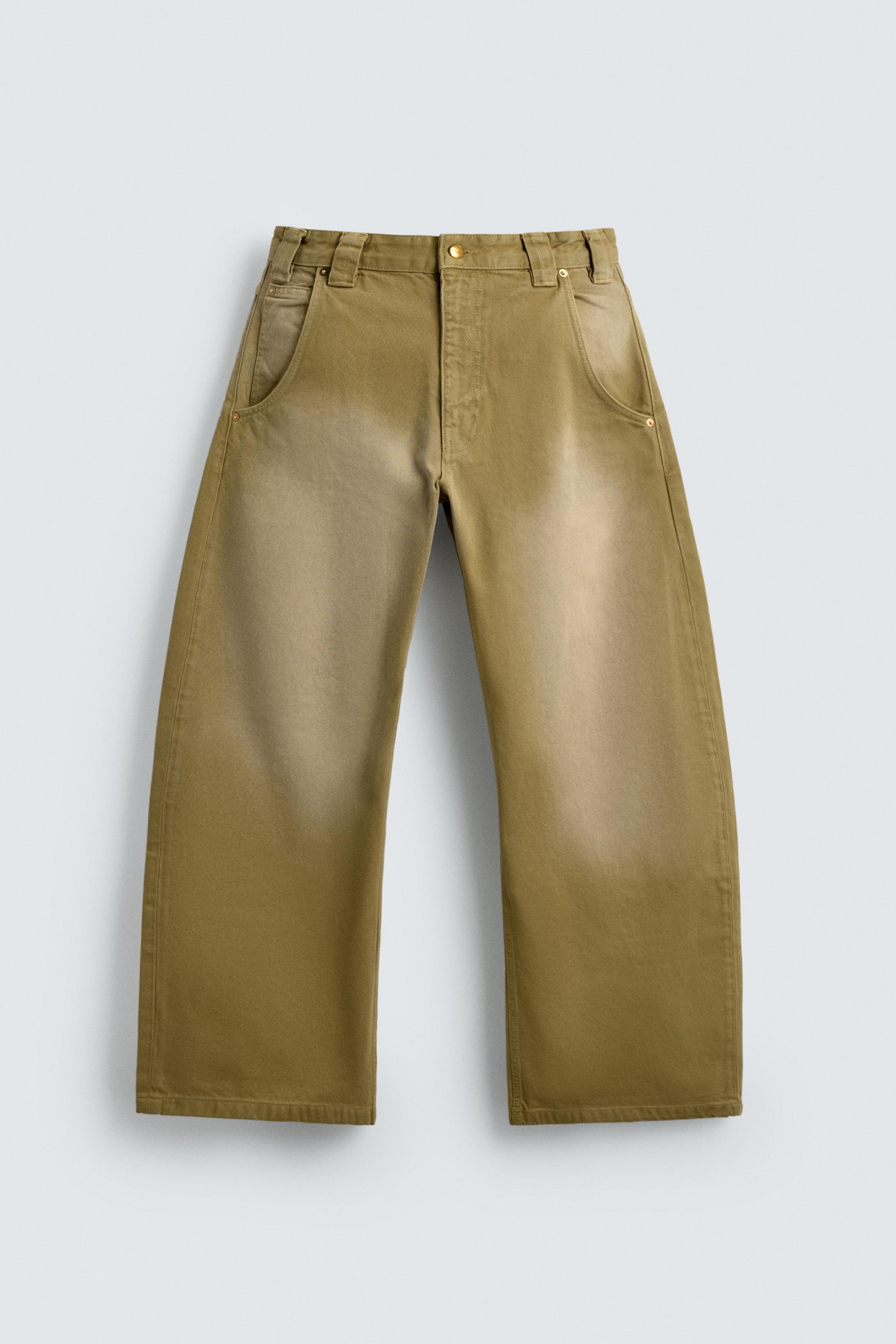 Zara JEAN BALLOON FIT DÉLAVÉ — Marron clair