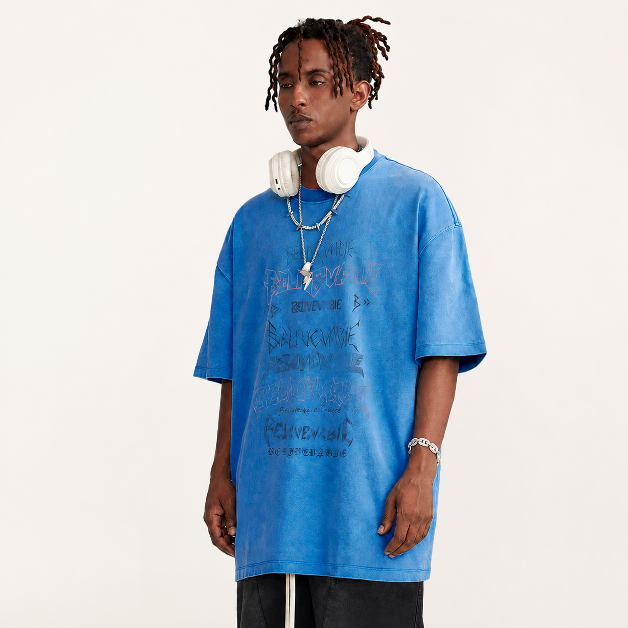 Pullshka Graphic Print T-Shirt — Blue