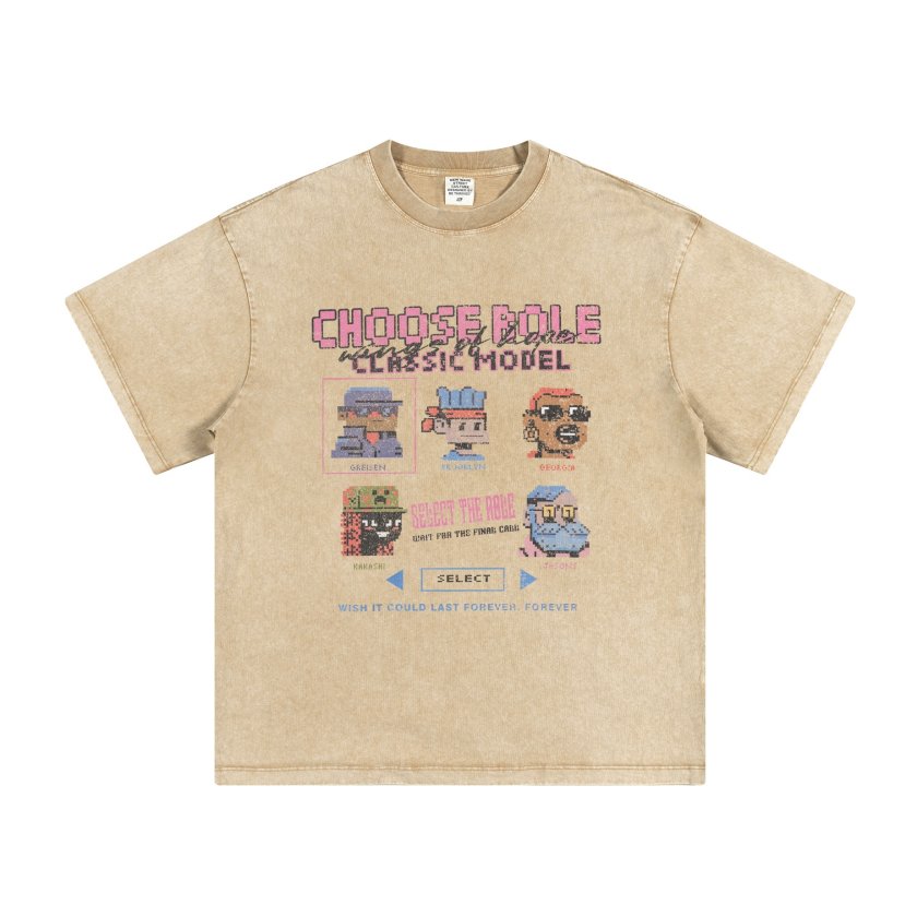Pullshka Pixel Print Tee — Beige