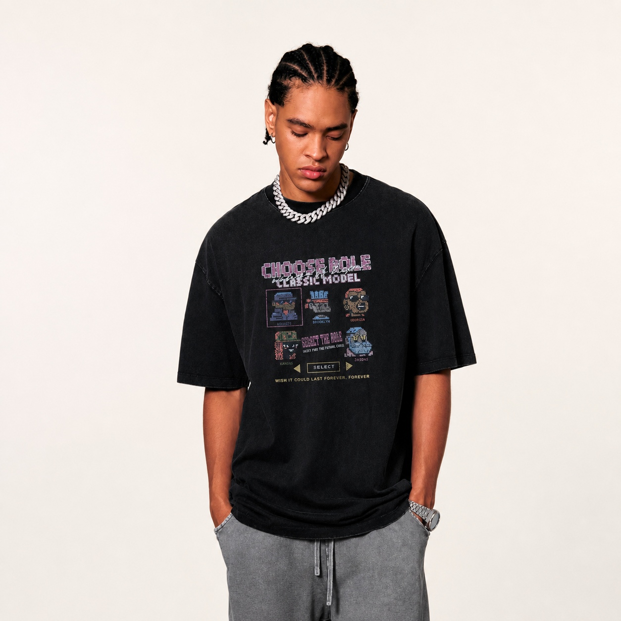 Pullshka Pixel Print Tee — Black