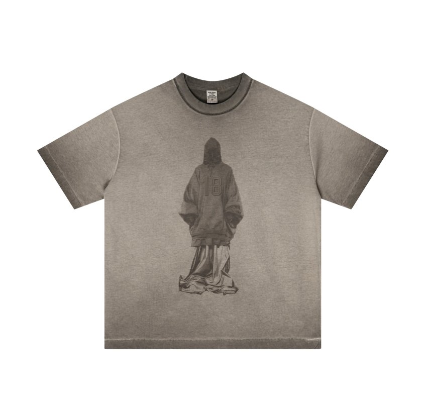Pullshka Reverse-Dye Graphic Tee — Camel