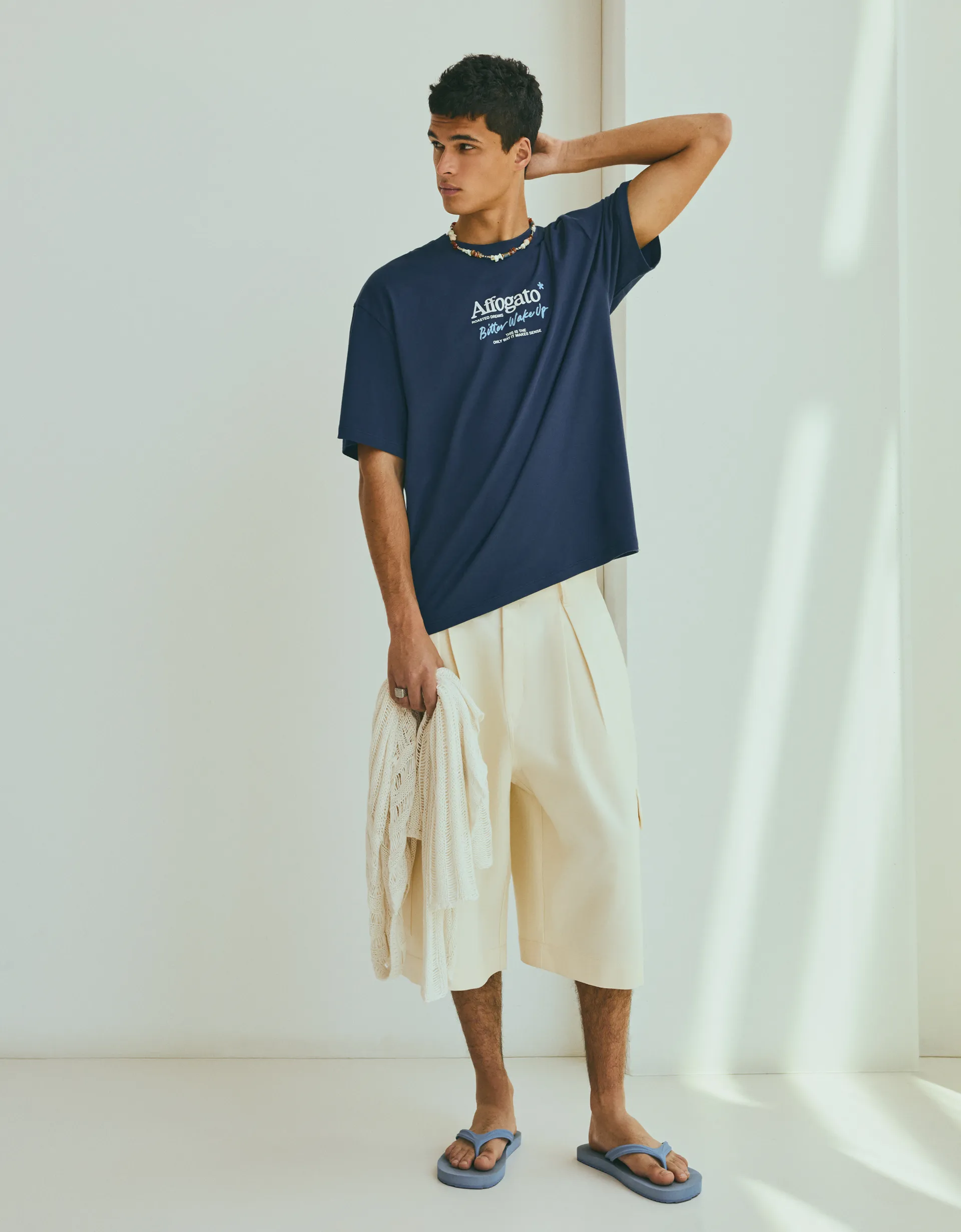 Bershka T-shirt relaxed fit imprimé — Navy
